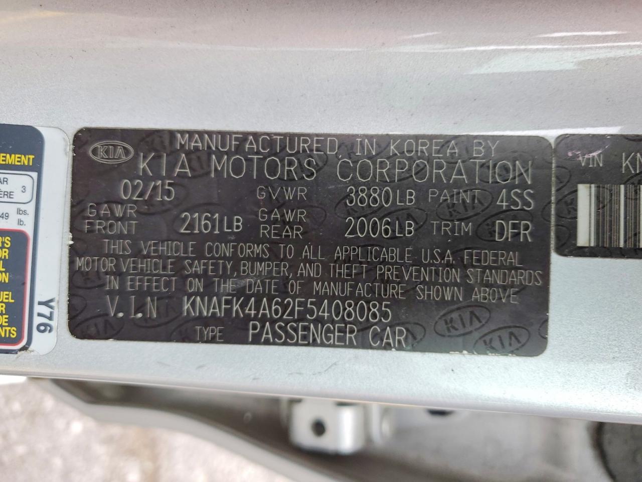 2015 Kia Forte Lx Silver vin: KNAFK4A62F5408085