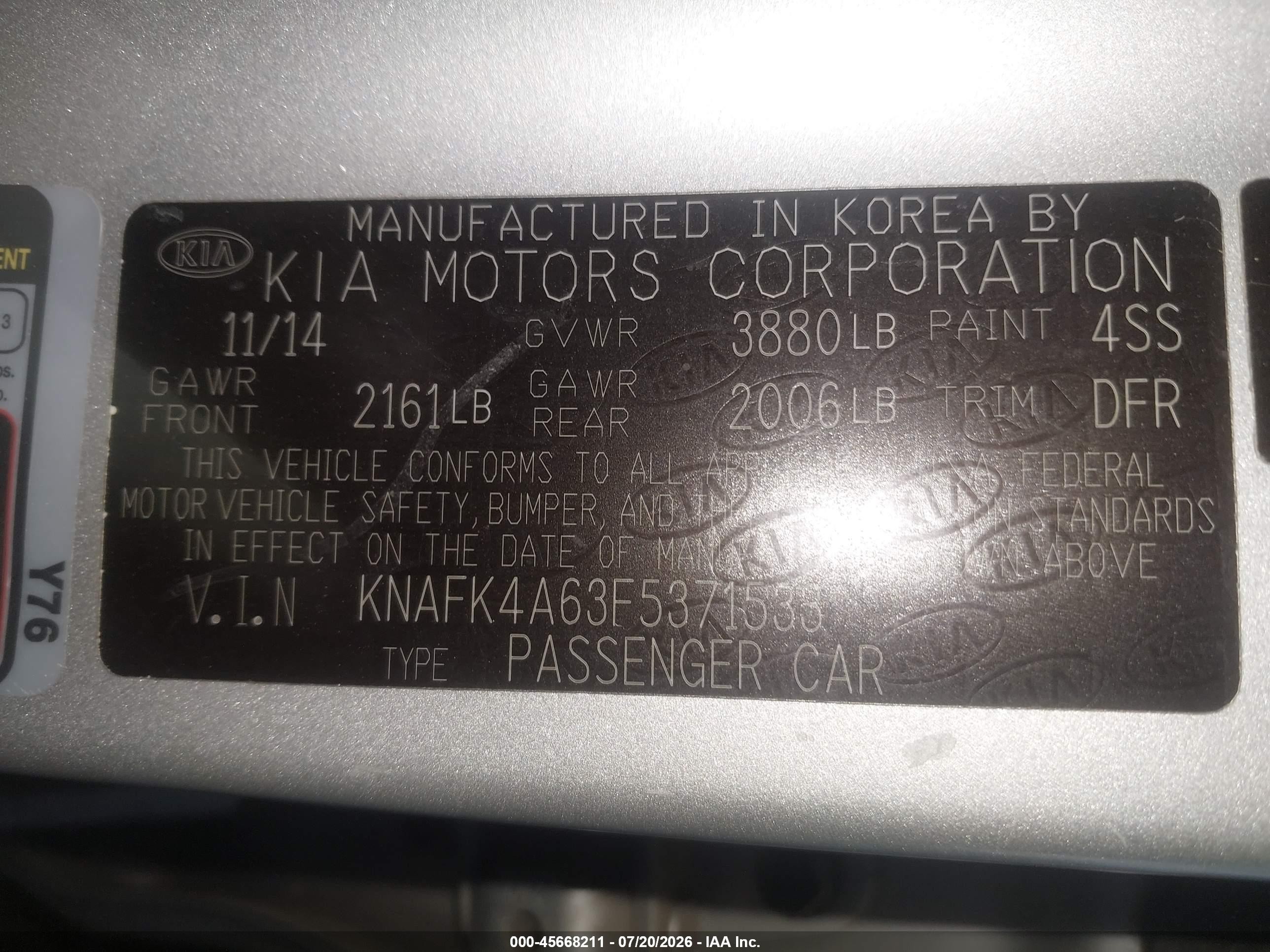 2015 Kia Forte Lx Silver vin: KNAFK4A63F5371533