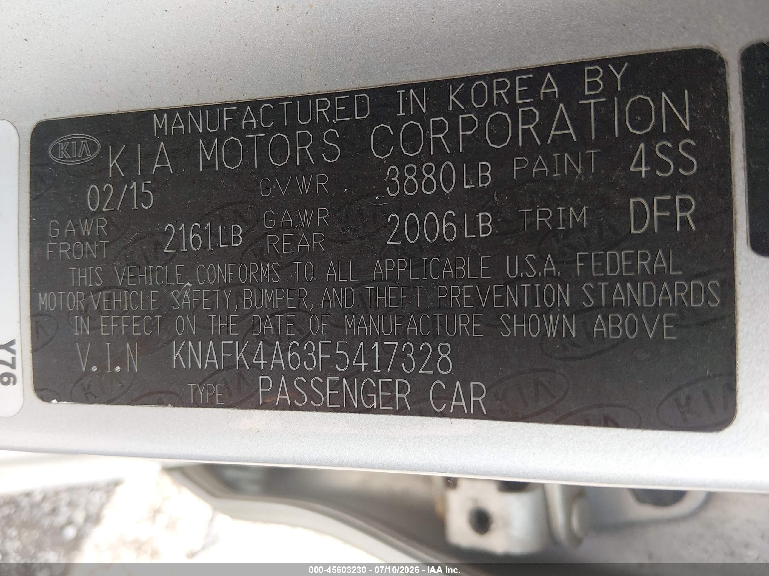 2015 Kia Forte Lx Silver vin: KNAFK4A63F5417328
