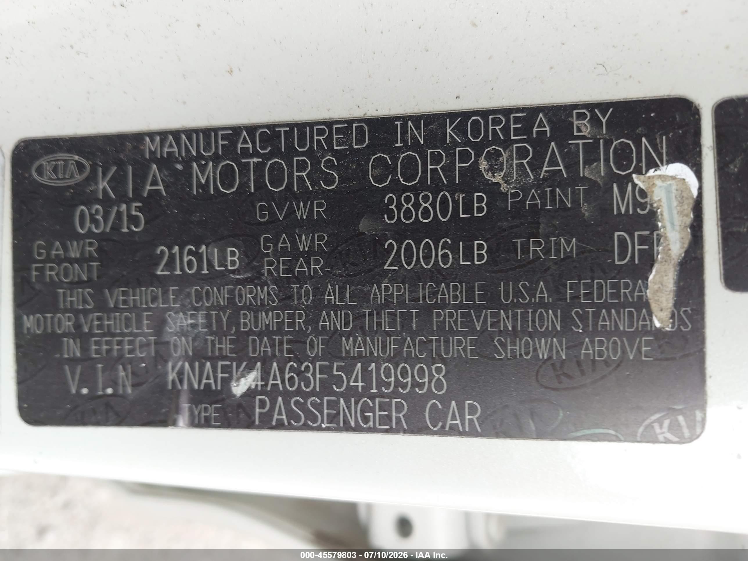 2015 Kia Forte Lx Brown vin: KNAFK4A63F5419998