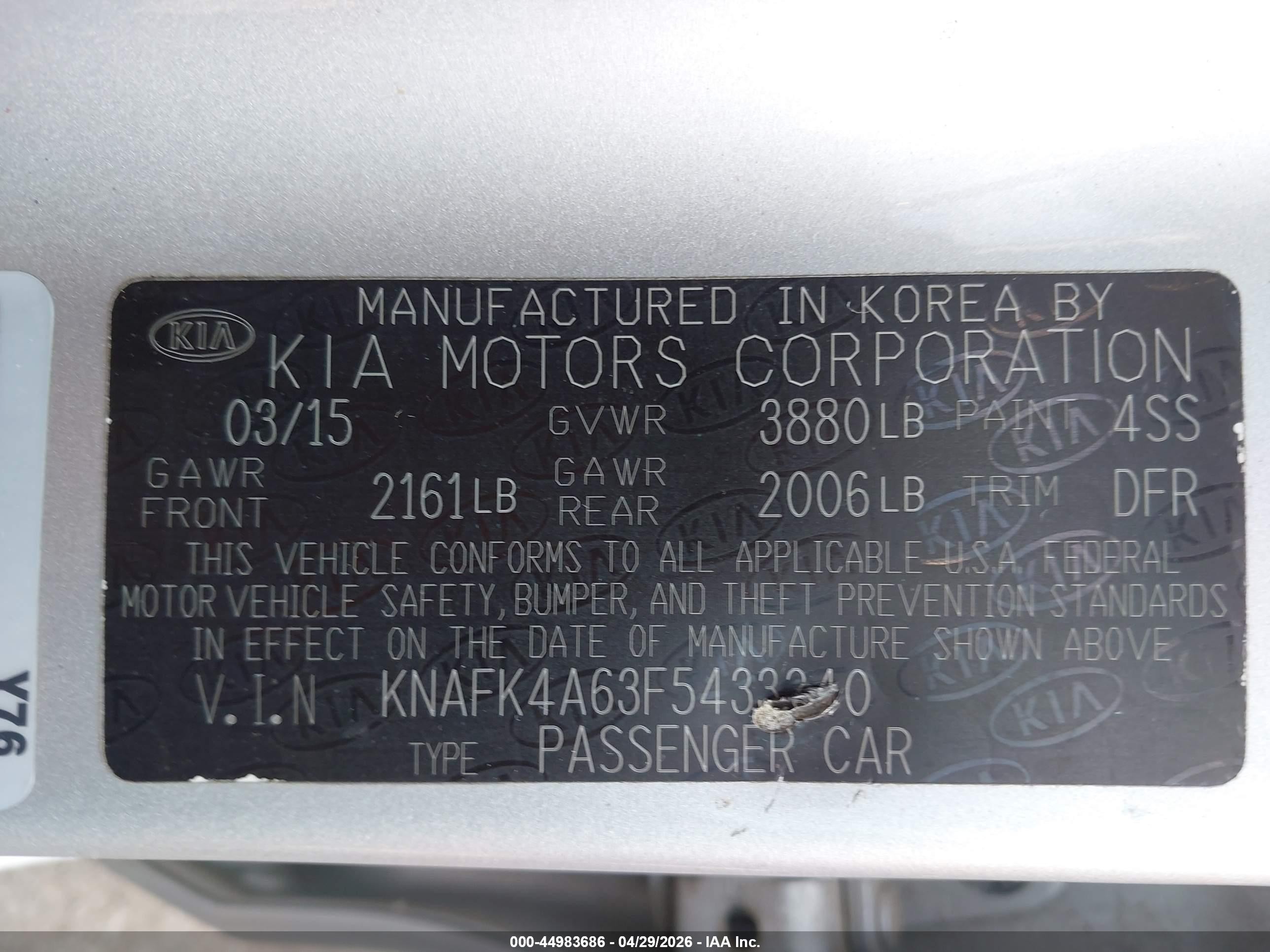 2015 Kia Forte Lx Silver vin: KNAFK4A63F5433240