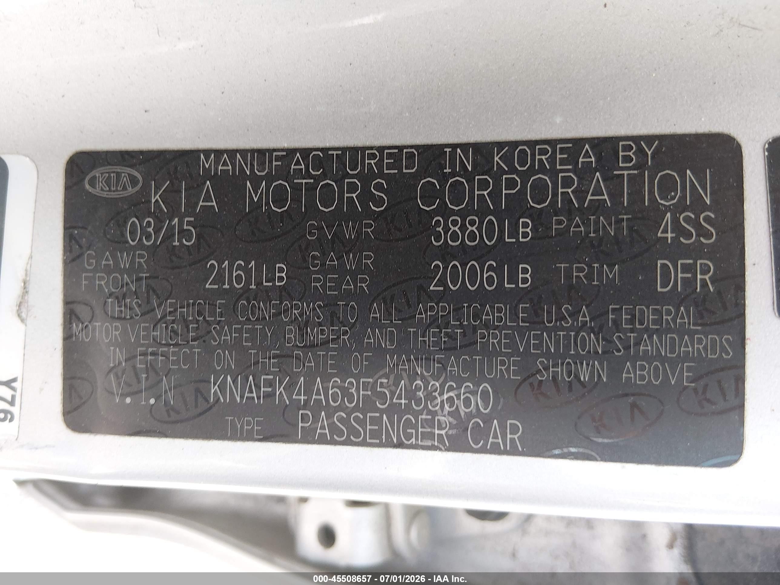 2015 Kia Forte Lx Silver vin: KNAFK4A63F5433660