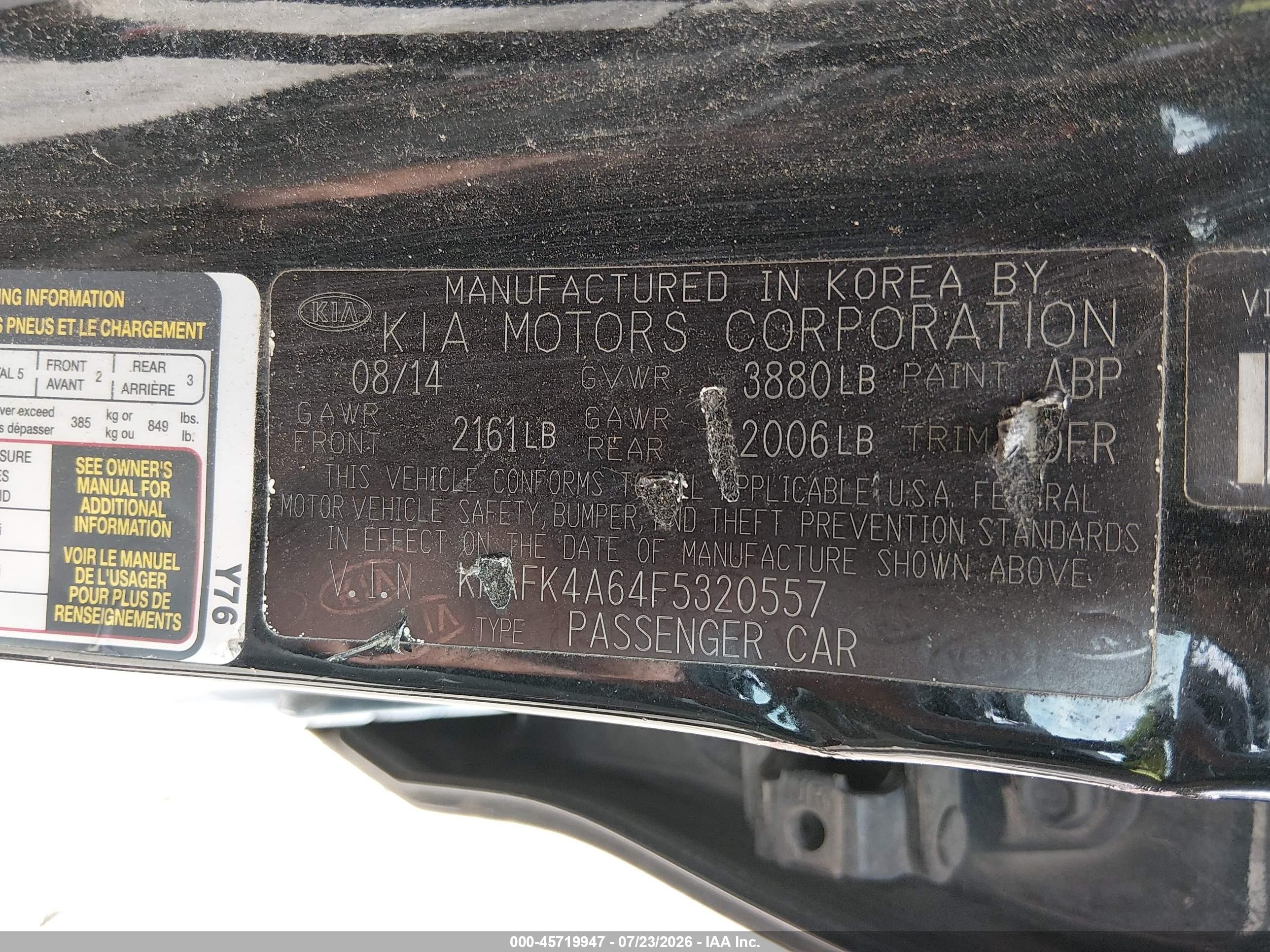 2015 Kia Forte Lx Black vin: KNAFK4A64F5320557