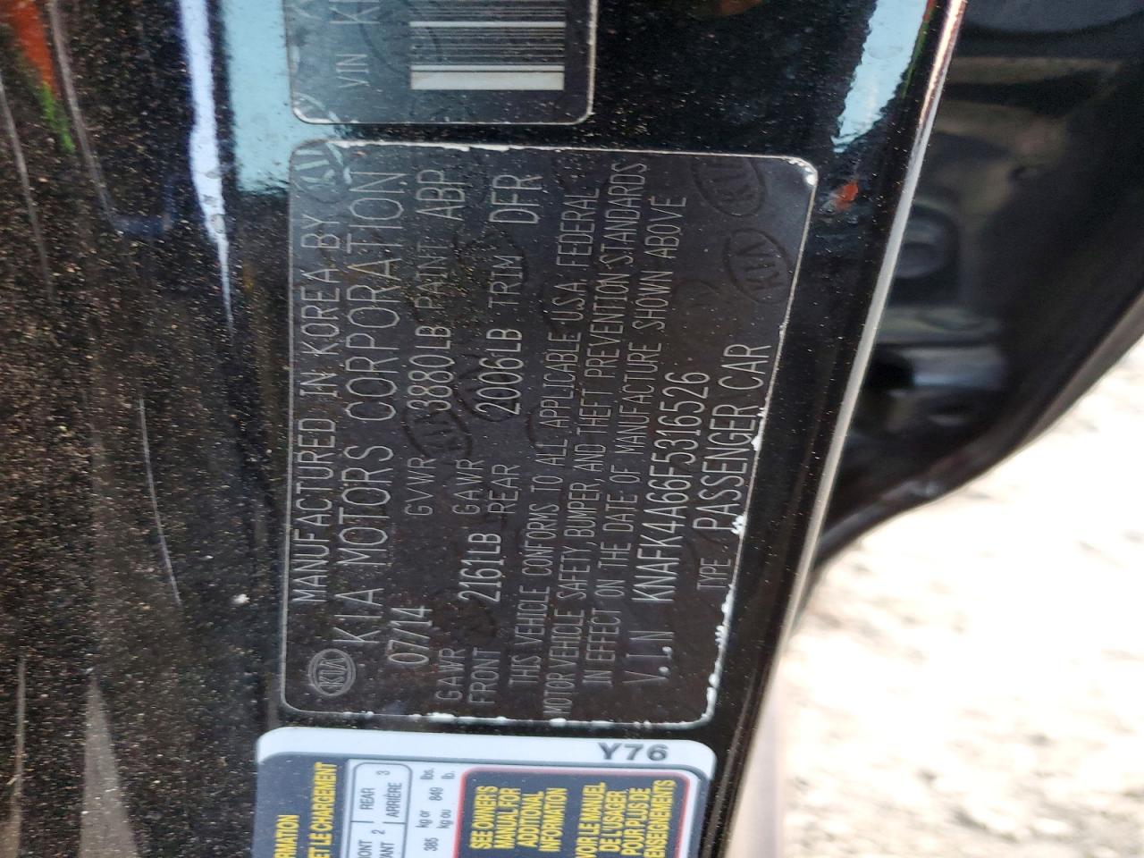 2015 Kia Forte Lx Черный vin: KNAFK4A66F5316526