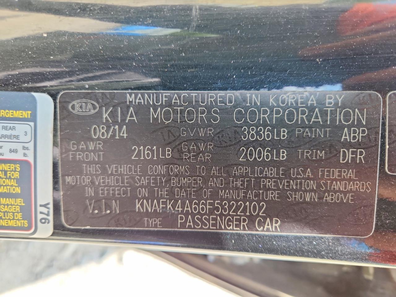 2015 Kia Forte Lx Black vin: KNAFK4A66F5322102