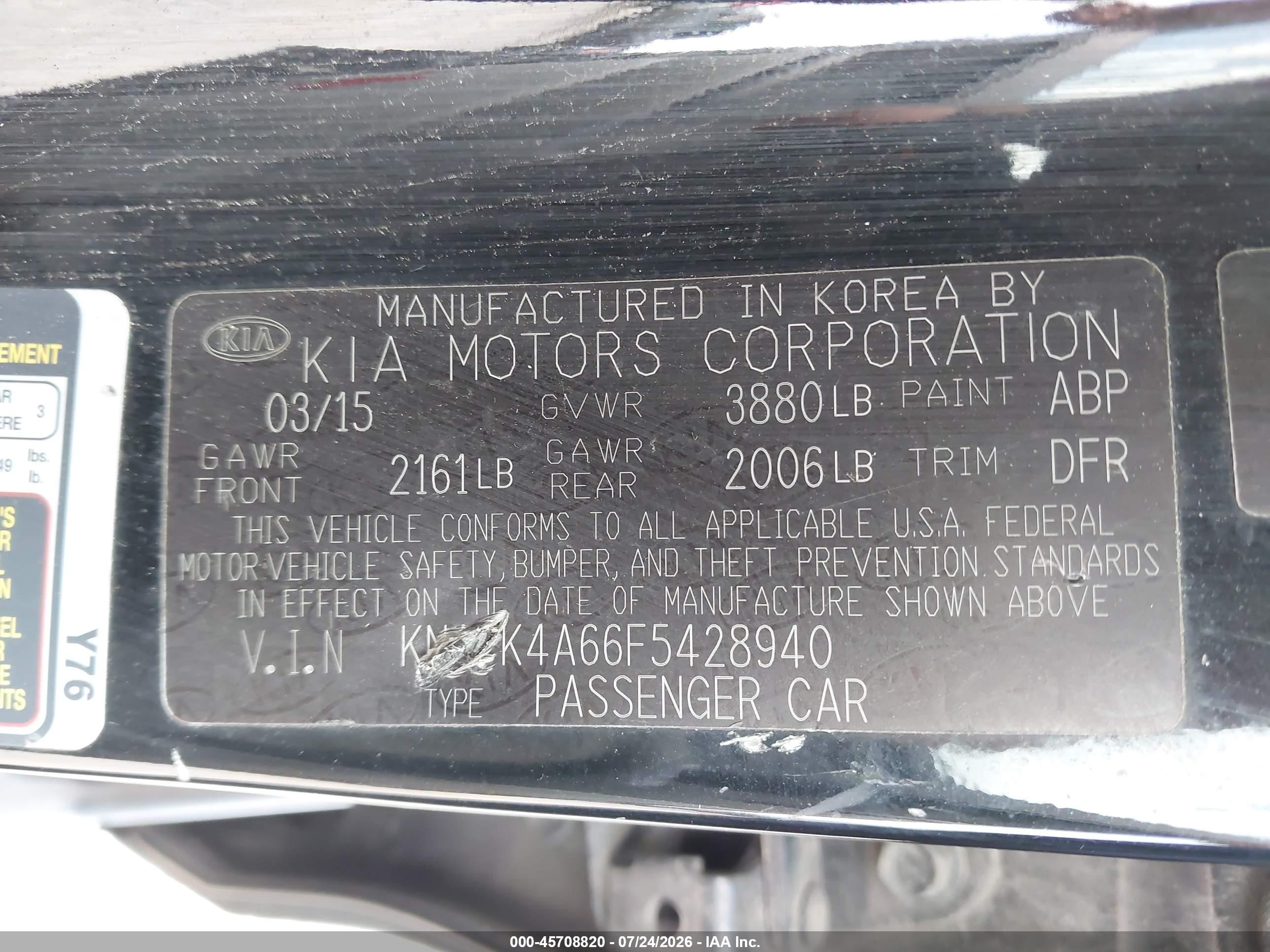 2015 Kia Forte Lx Black vin: KNAFK4A66F5428940