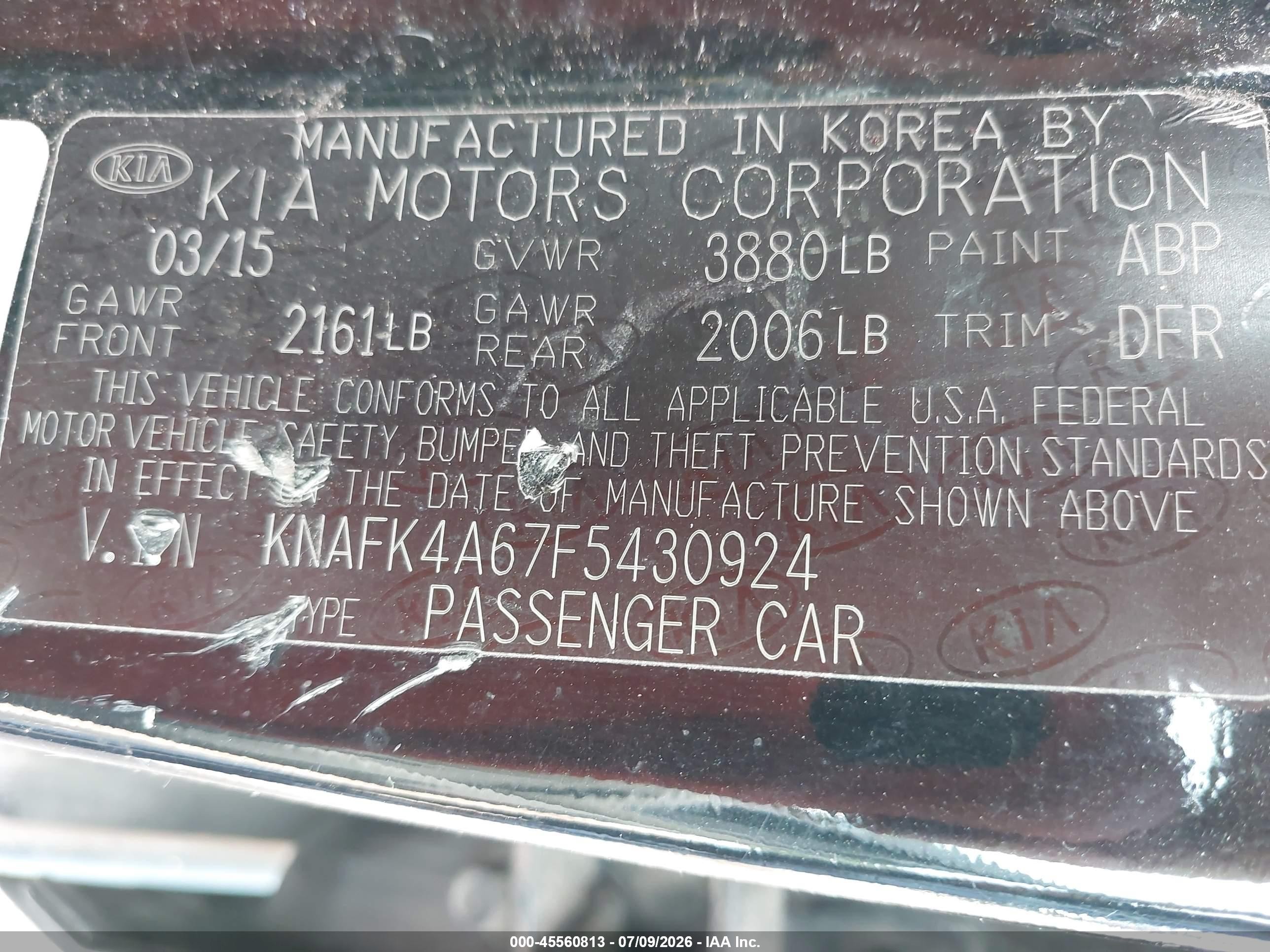 2015 Kia Forte Lx Black vin: KNAFK4A67F5430924
