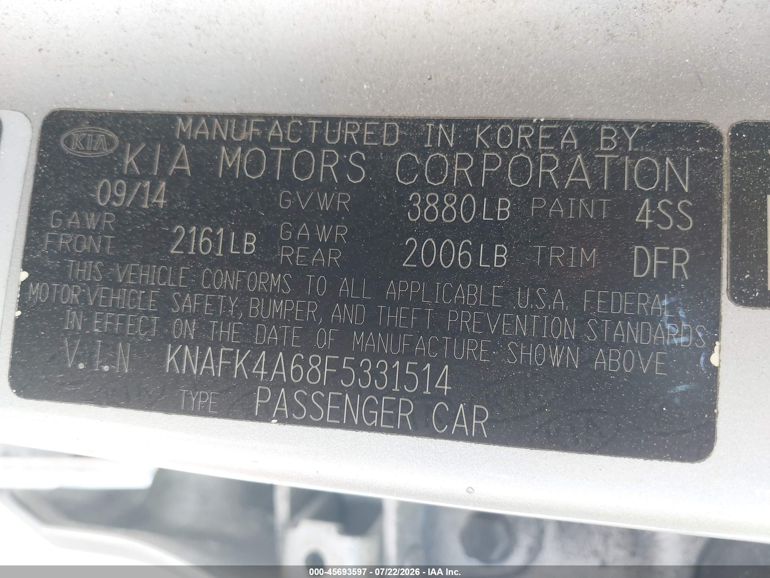 2015 Kia Forte Lx Silver vin: KNAFK4A68F5331514