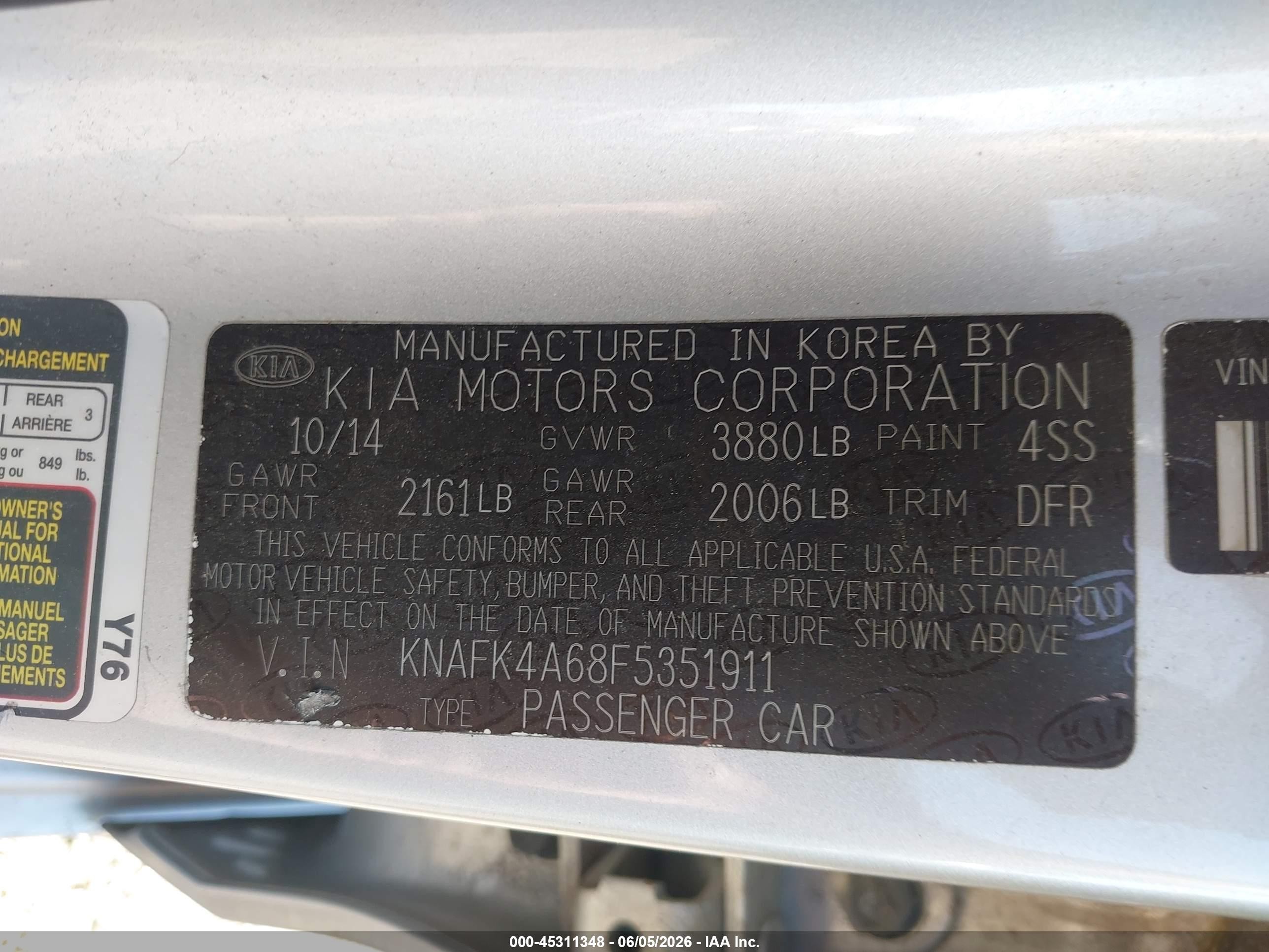 2015 Kia Forte Lx Silver vin: KNAFK4A68F5351911