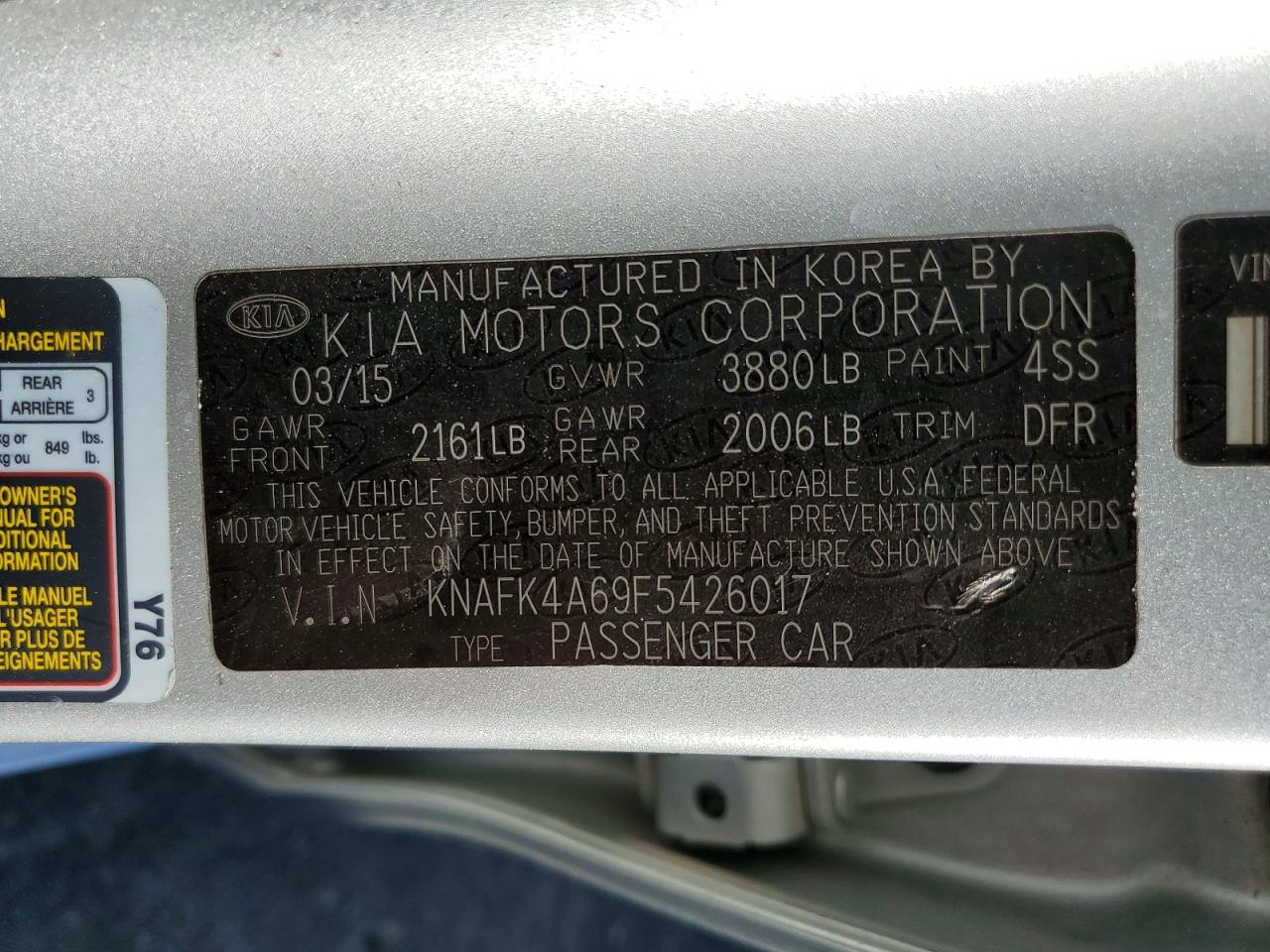 2015 Kia Forte Lx Silver vin: KNAFK4A69F5426017