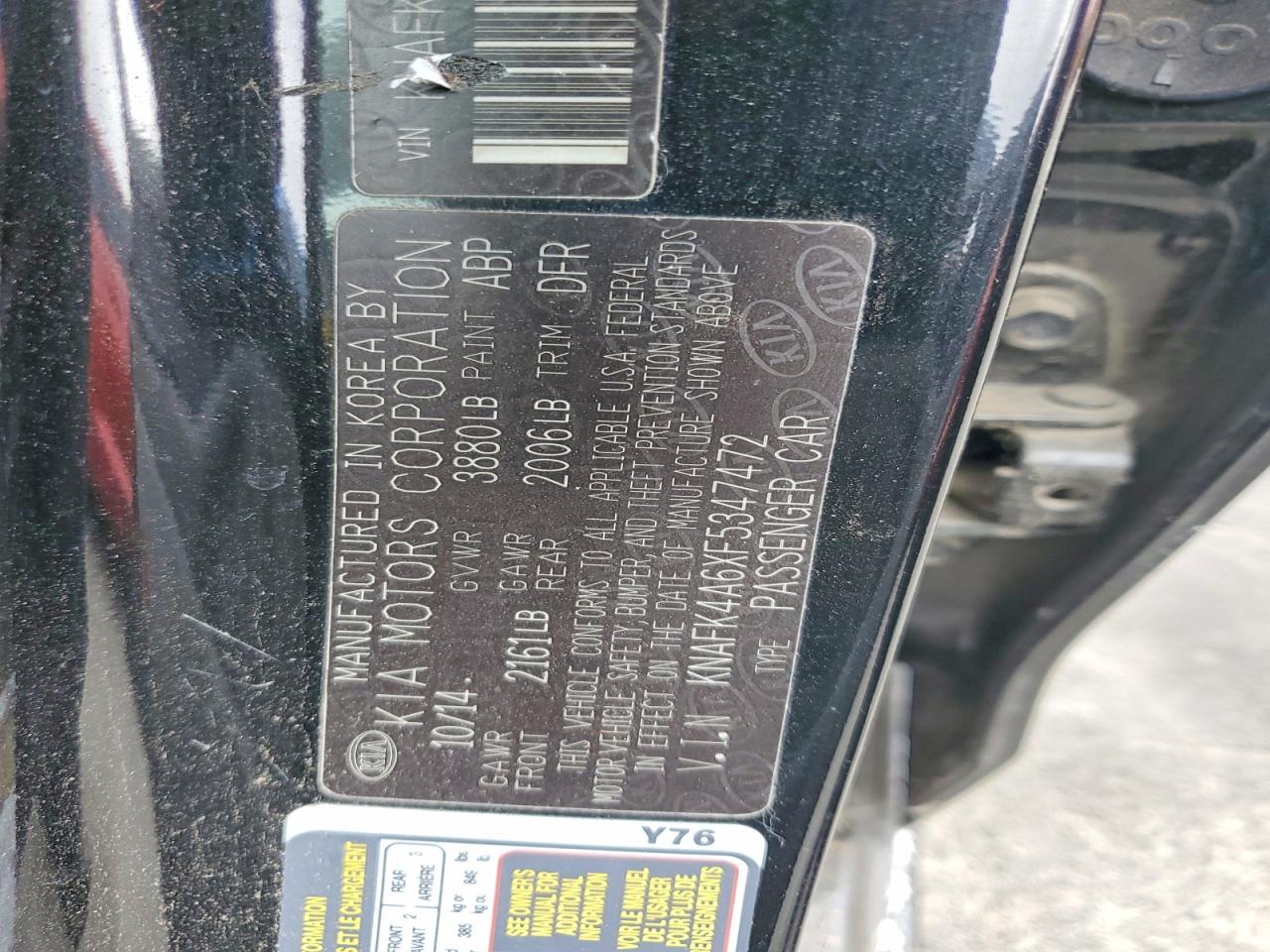 2015 Kia Forte Lx Black vin: KNAFK4A6XF5347472
