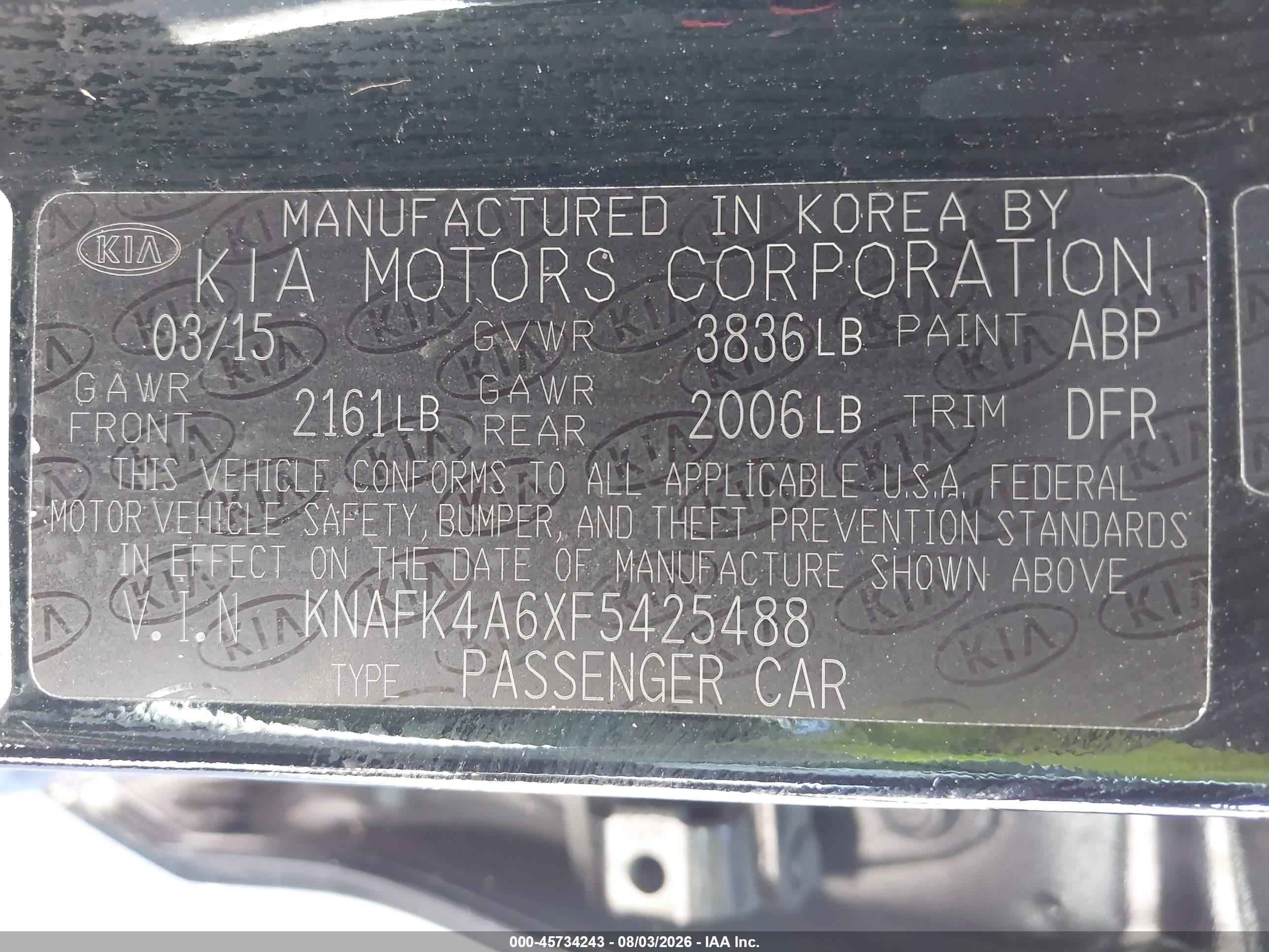 2015 Kia Forte Lx Black vin: KNAFK4A6XF5425488