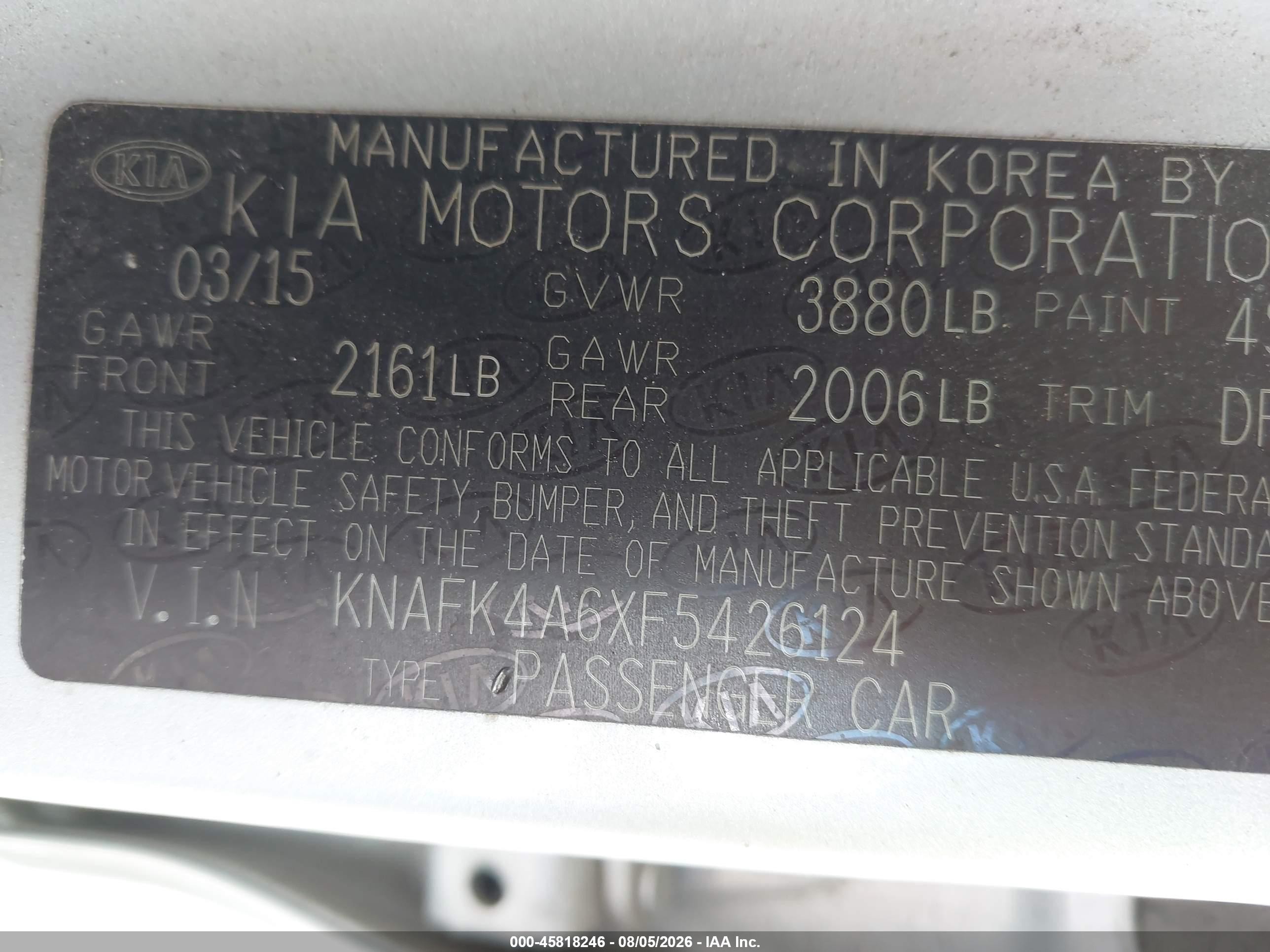 2015 Kia Forte Lx Silver vin: KNAFK4A6XF5426124