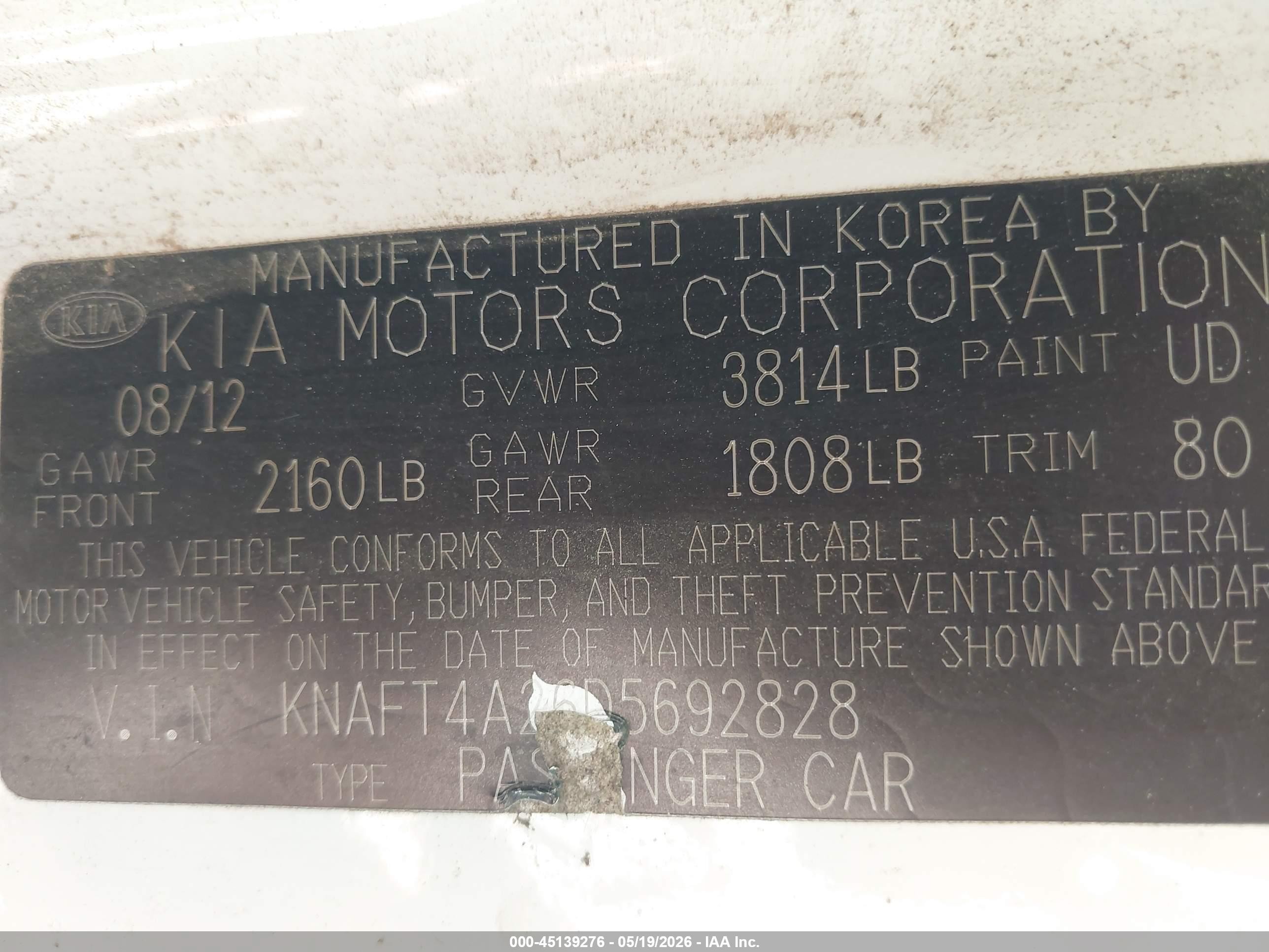 2013 Kia Forte Lx Белый vin: KNAFT4A26D5692828