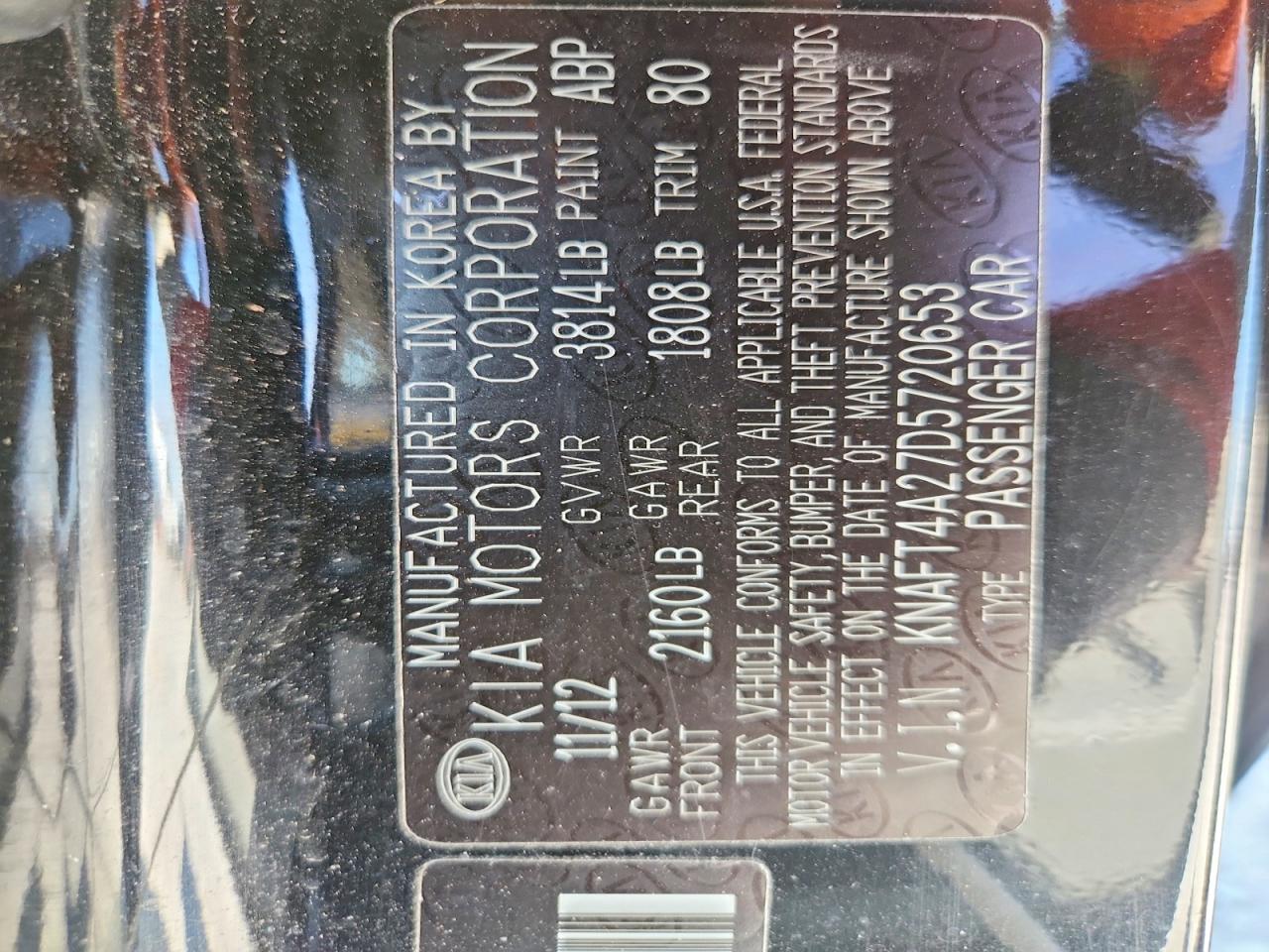 2013 Kia Forte Lx Black vin: KNAFT4A27D5720653