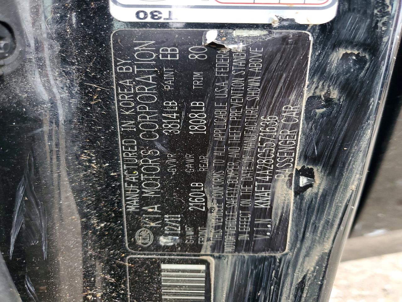 2012 Kia Forte Lx Black vin: KNAFT4A28C5571636
