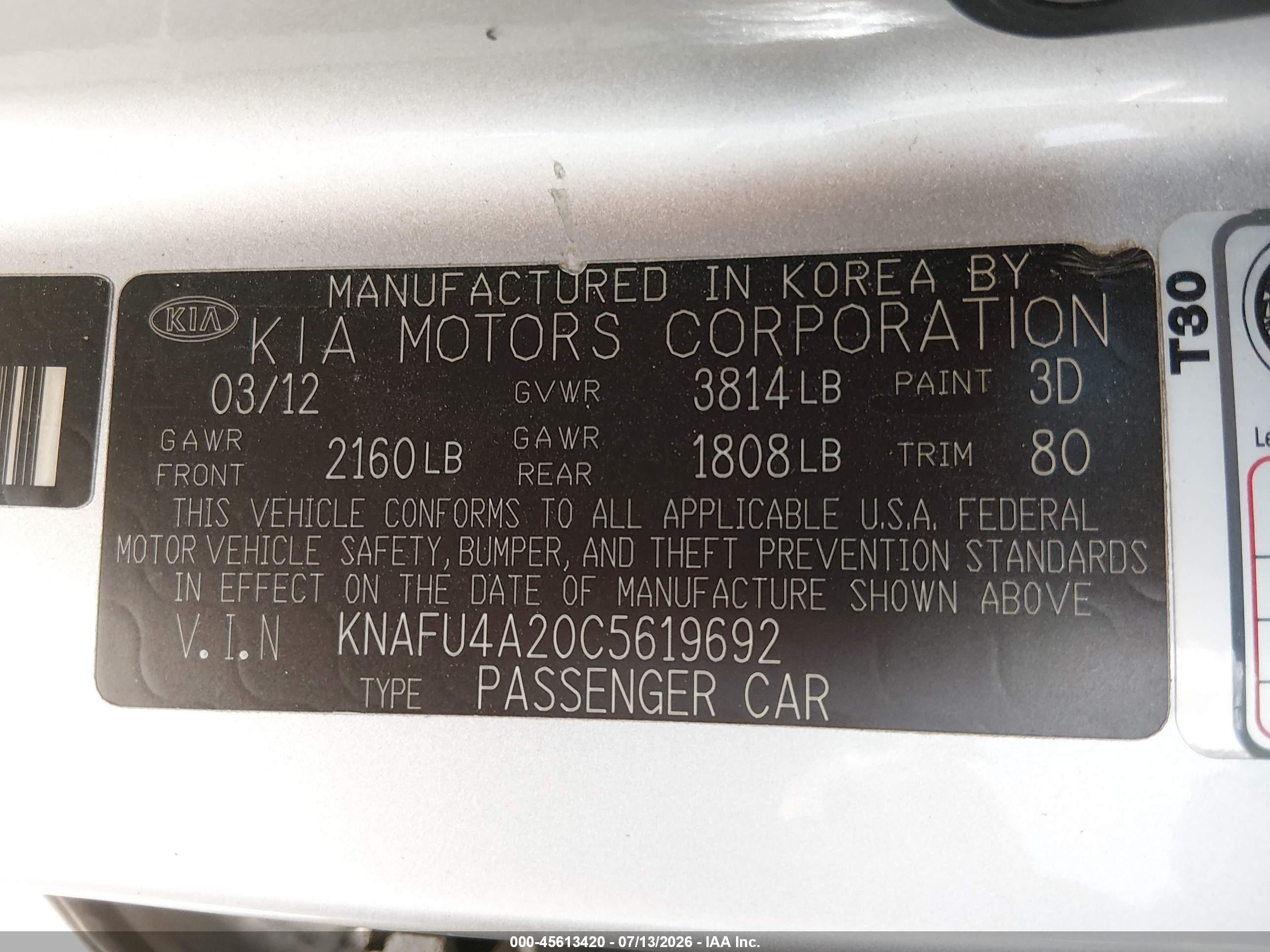 2012 Kia Forte Ex Silver vin: KNAFU4A20C5619692