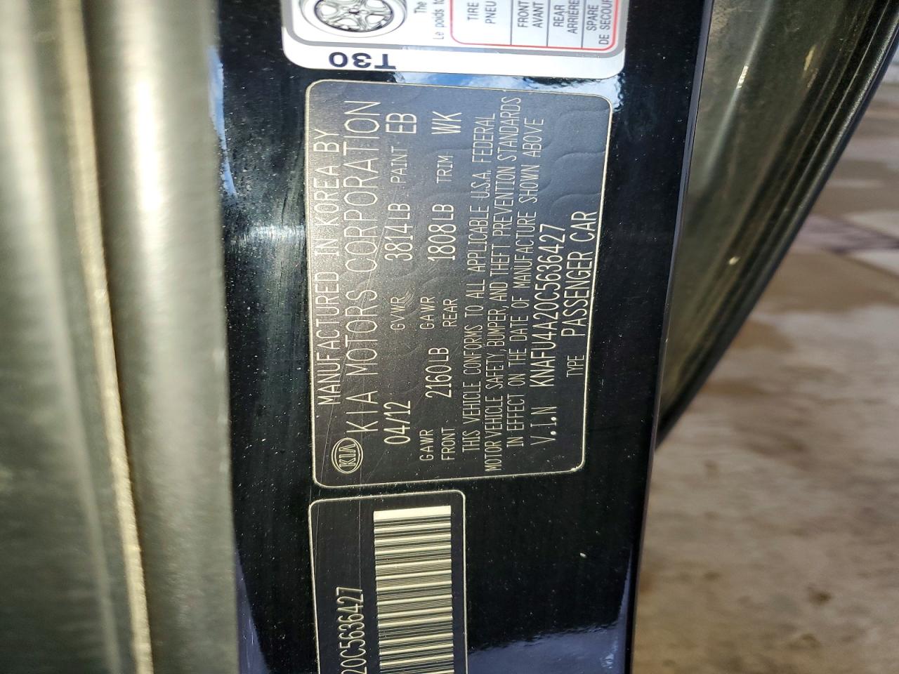 2012 Kia Forte Ex Black vin: KNAFU4A20C5636427