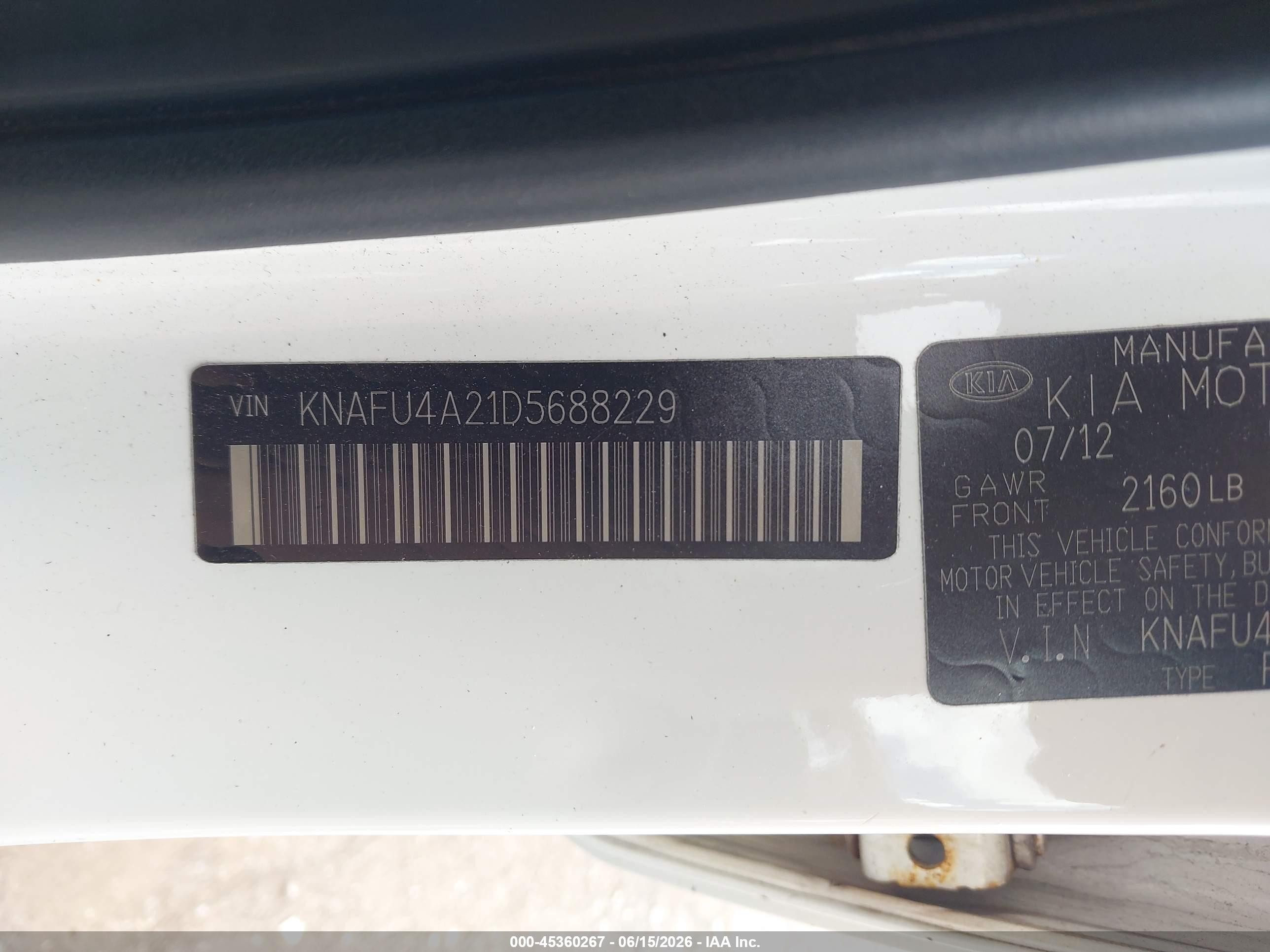 2013 Kia Forte Ex White vin: KNAFU4A21D5688229
