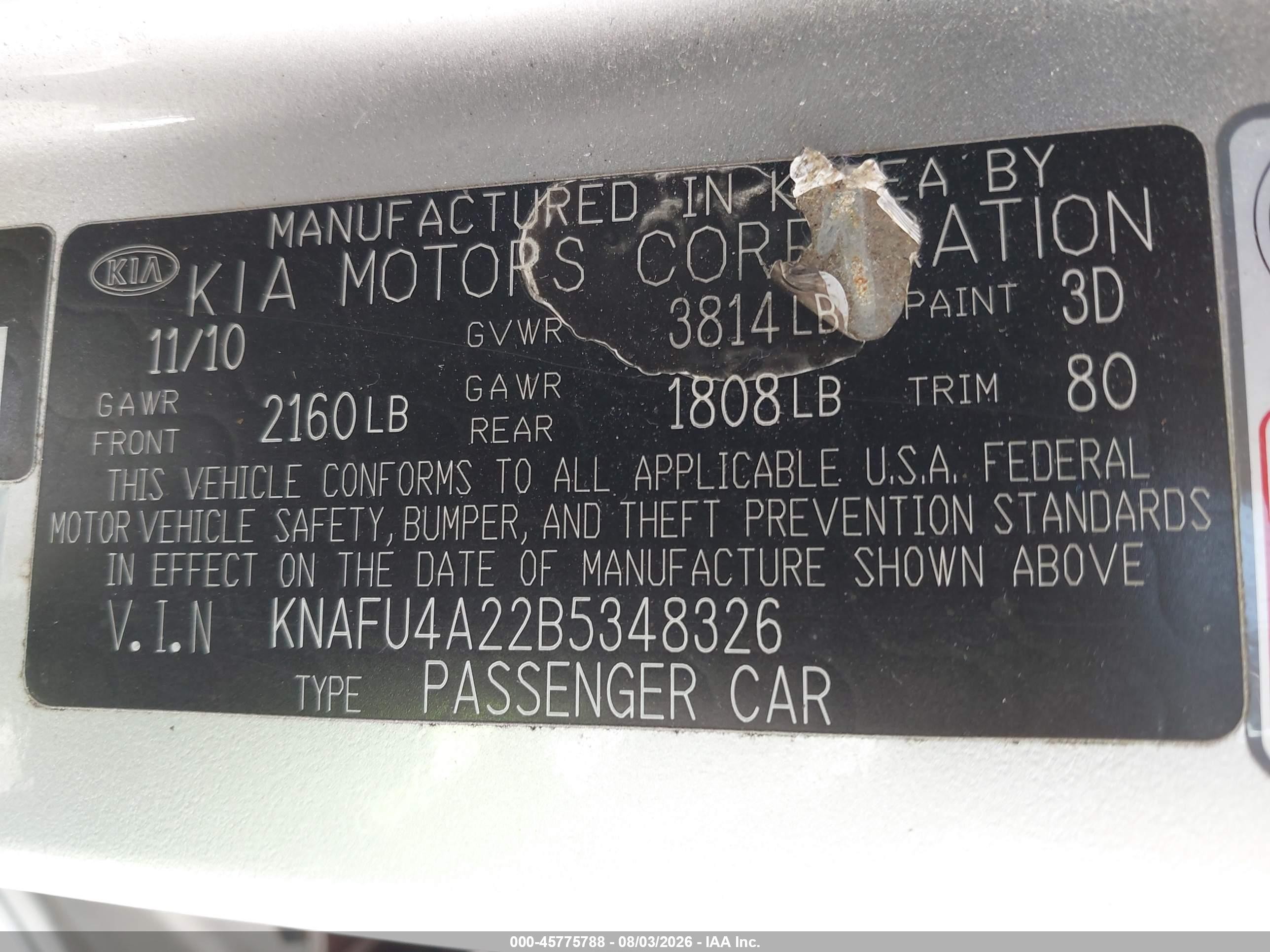 2011 Kia Forte Ex Silver vin: KNAFU4A22B5348326