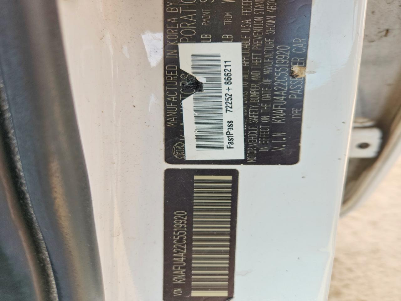 2012 Kia Forte Ex White vin: KNAFU4A22C5519920