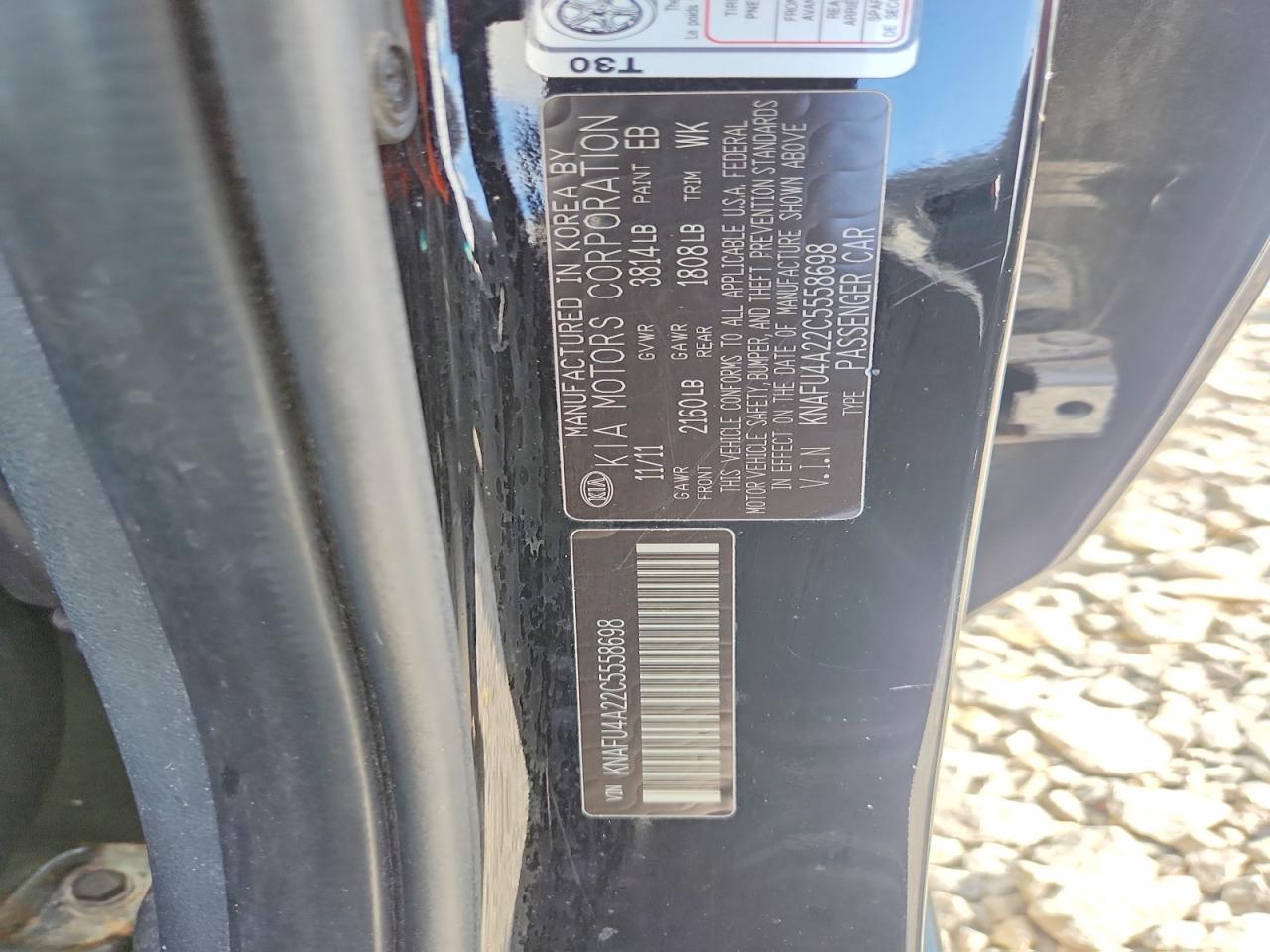2012 Kia Forte Ex Black vin: KNAFU4A22C5558698