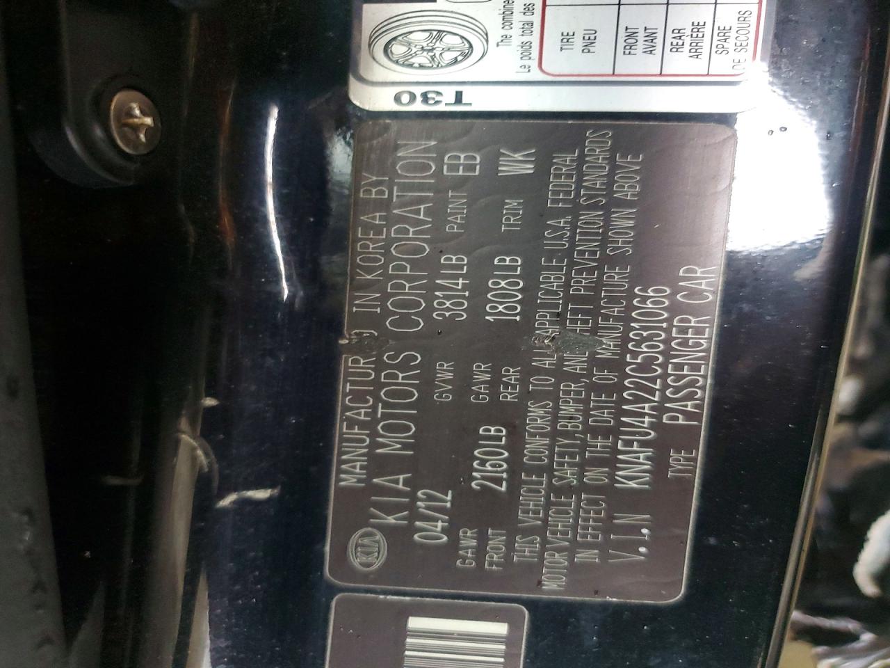 2012 Kia Forte Ex Black vin: KNAFU4A22C5631066