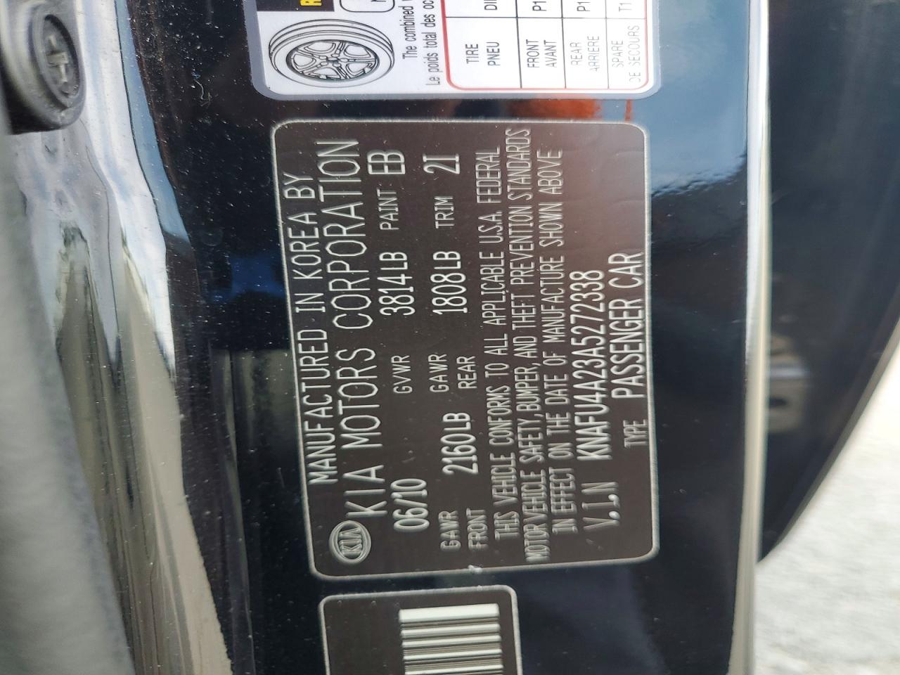 2010 Kia Forte Ex Black vin: KNAFU4A23A5272338
