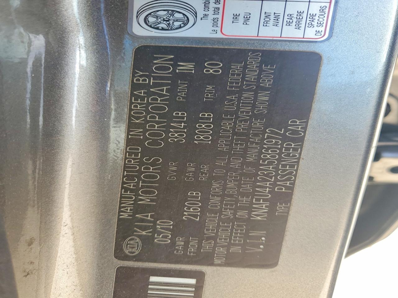 2010 Kia Forte Ex Gray vin: KNAFU4A23A5861972