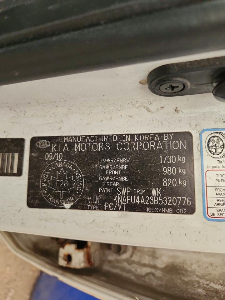 2011 Kia Forte Ex White vin: KNAFU4A23B5320776