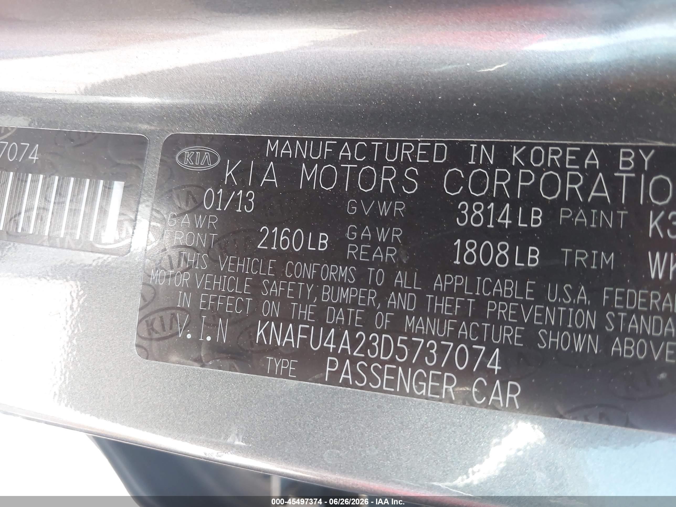 2013 Kia Forte Ex Gray vin: KNAFU4A23D5737074