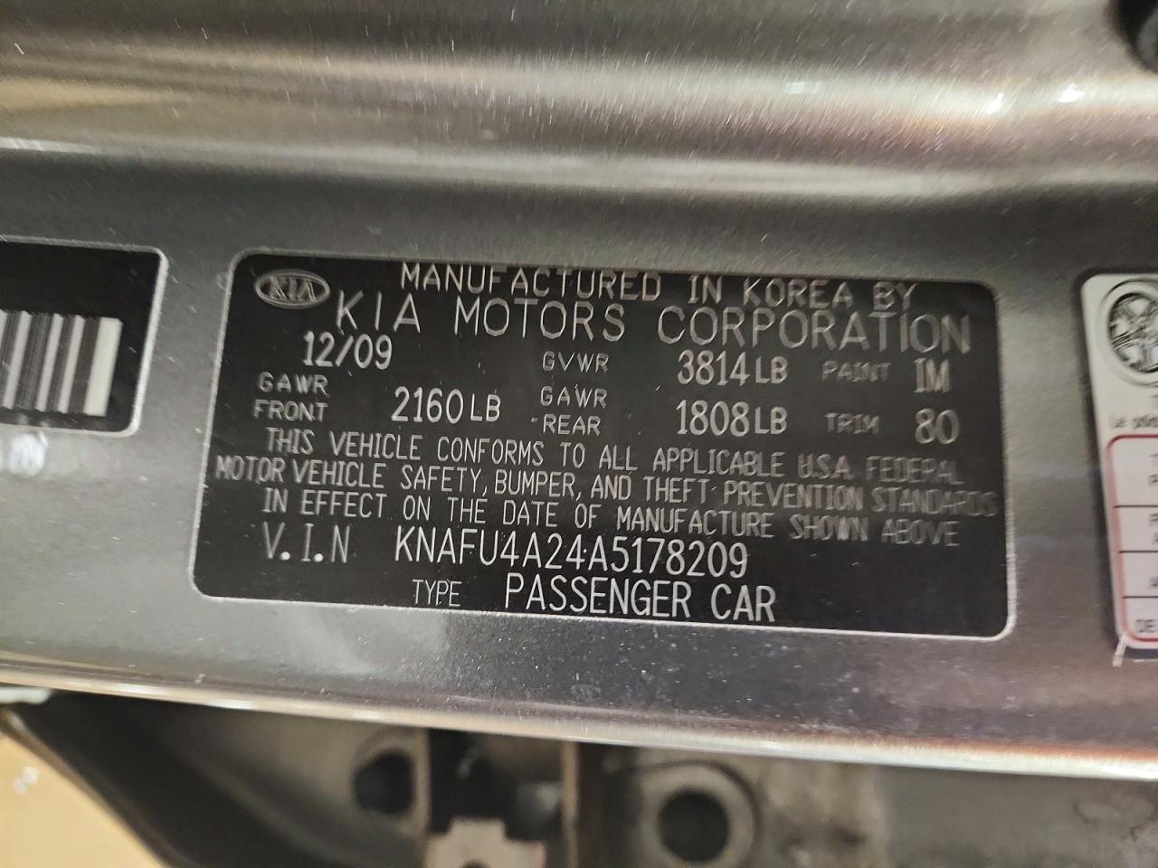 2010 Kia Forte Ex Gray vin: KNAFU4A24A5178209