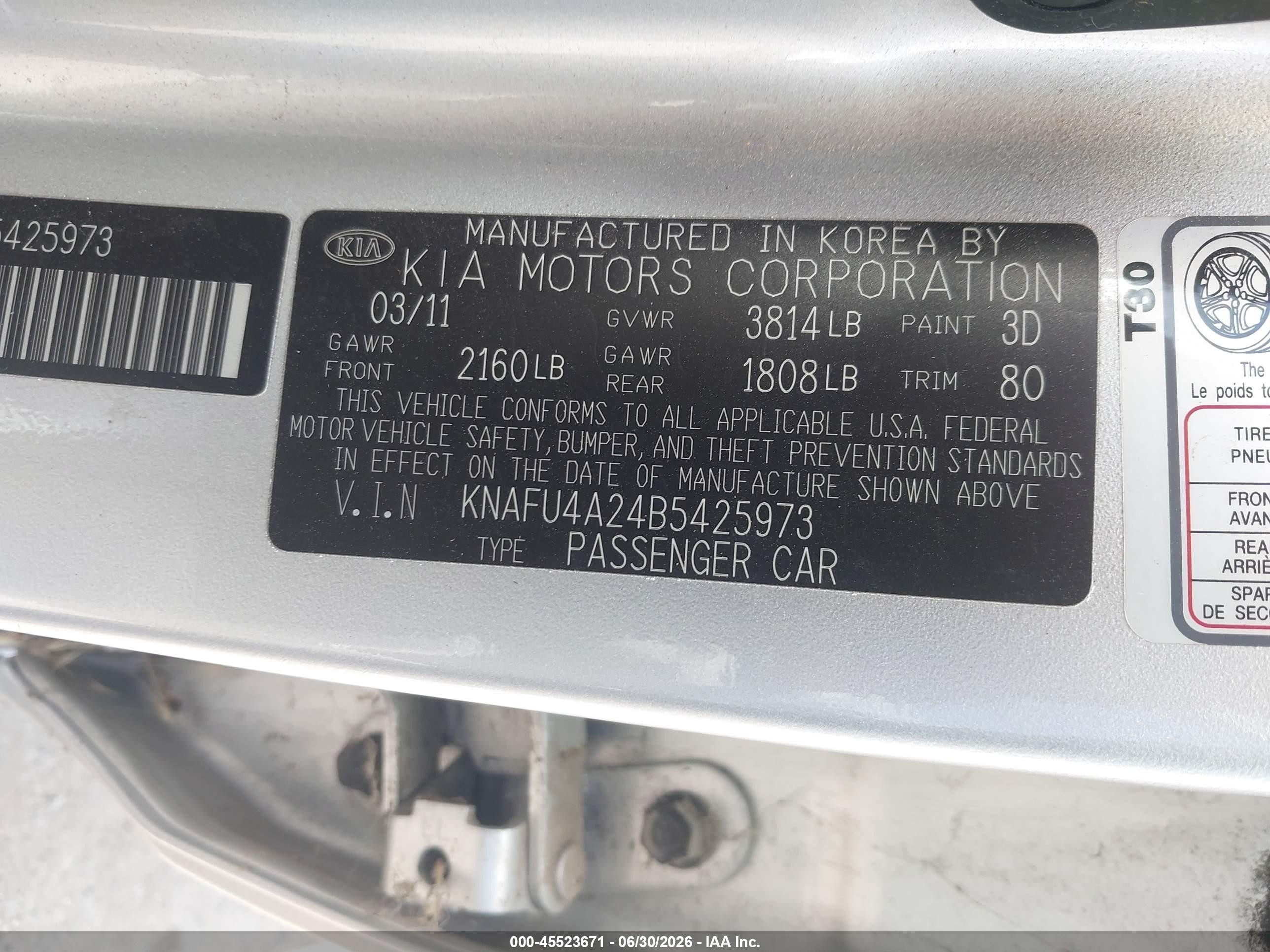 2011 Kia Forte Ex Silver vin: KNAFU4A24B5425973