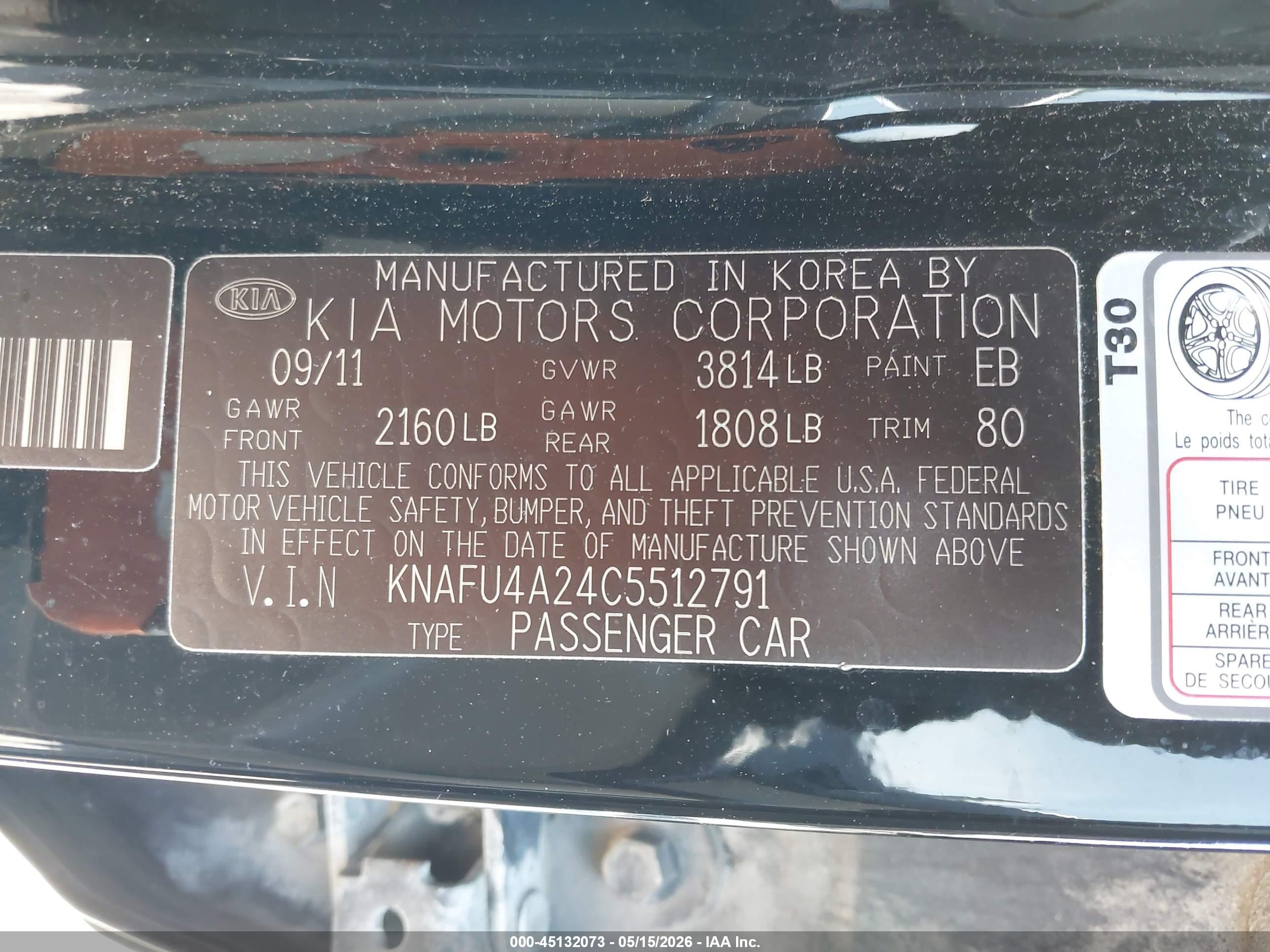 2012 Kia Forte Ex Black vin: KNAFU4A24C5512791