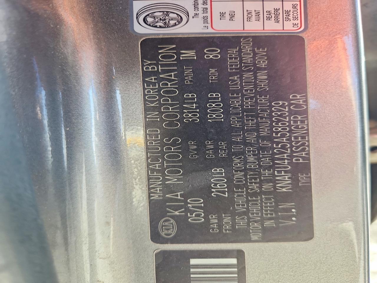 2010 Kia Forte Ex Gray vin: KNAFU4A25A5862329