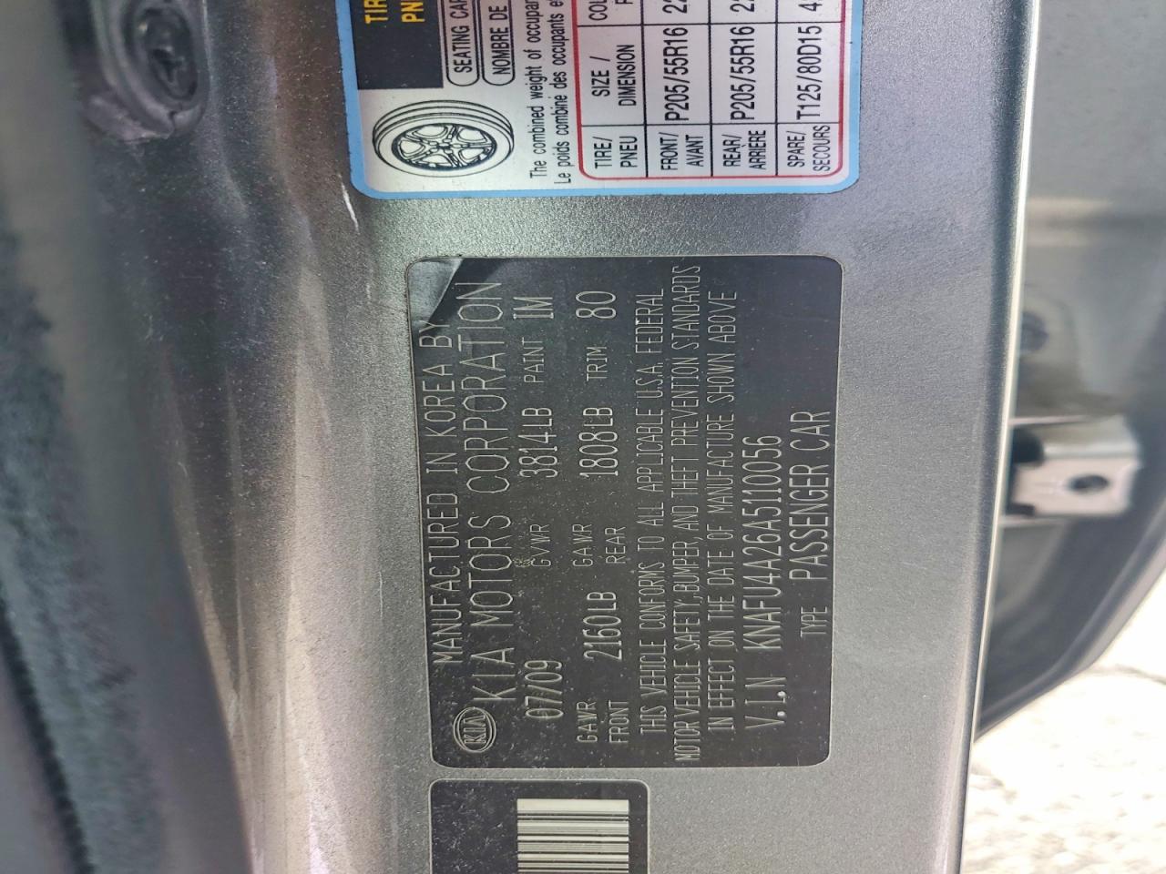 2010 Kia Forte Ex Gray vin: KNAFU4A26A5110056