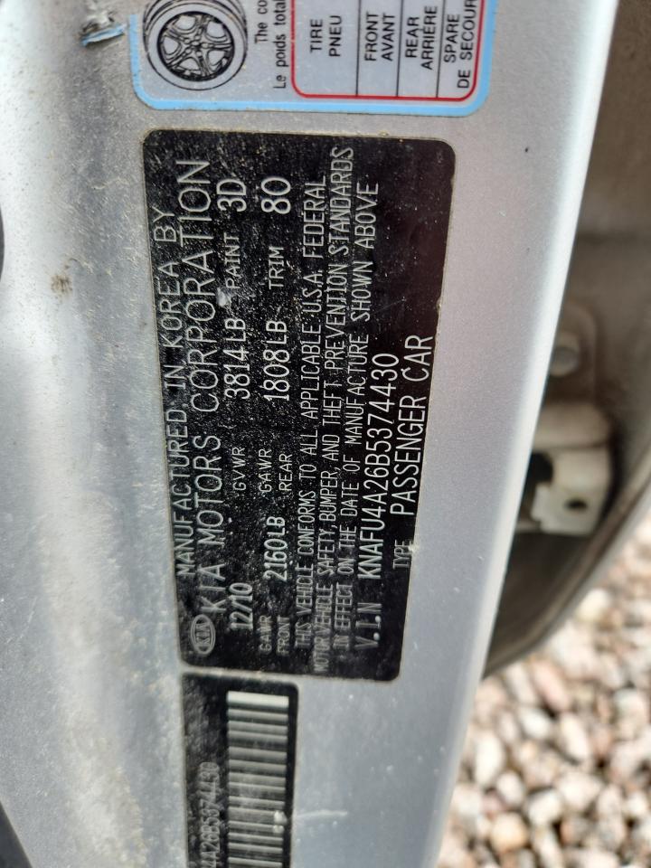 2011 Kia Forte Ex Silver vin: KNAFU4A26B5374430