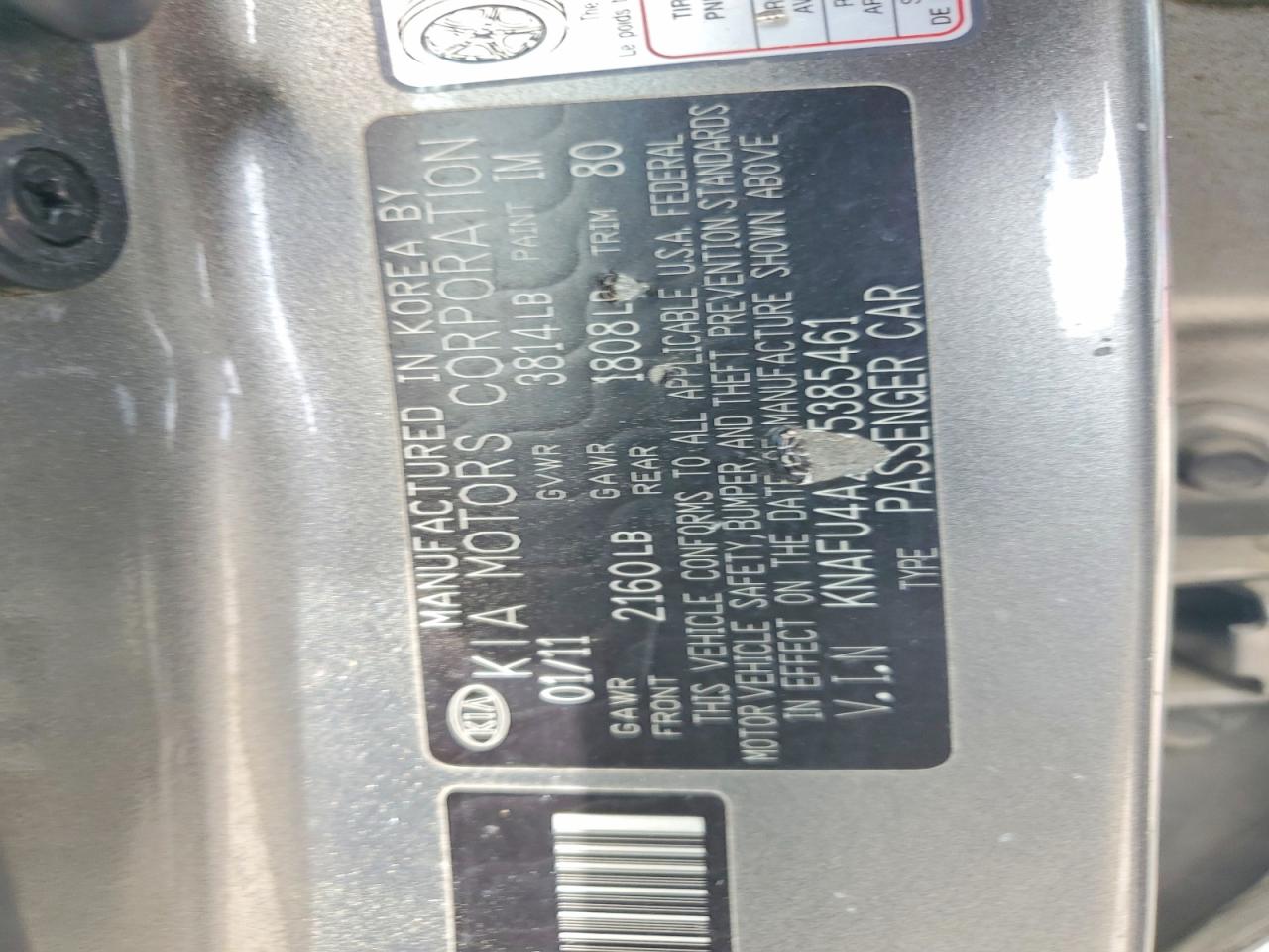 2011 Kia Forte Ex Gray vin: KNAFU4A26B5385461