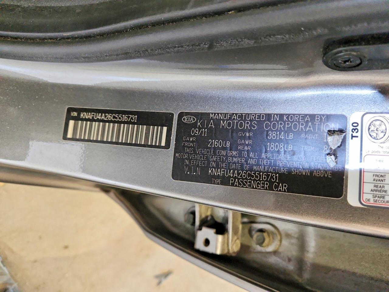 2012 Kia Forte Ex Gray vin: KNAFU4A26C5516731