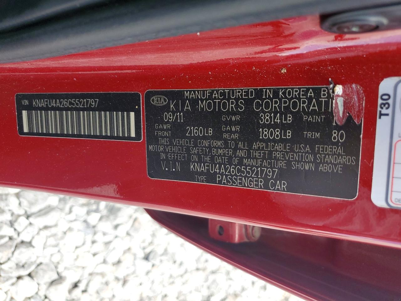 2012 Kia Forte Ex Burgundy vin: KNAFU4A26C5521797