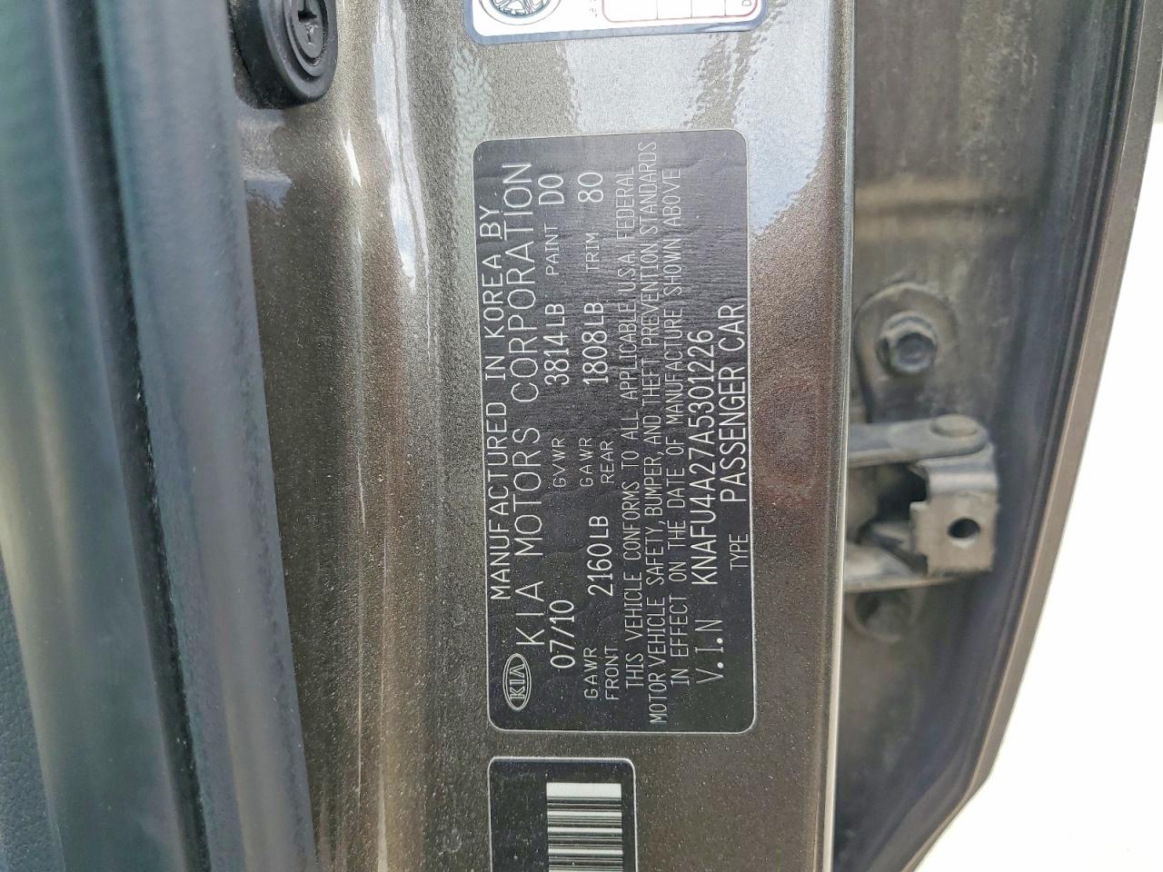 2010 Kia Forte Ex Gray vin: KNAFU4A27A5301226