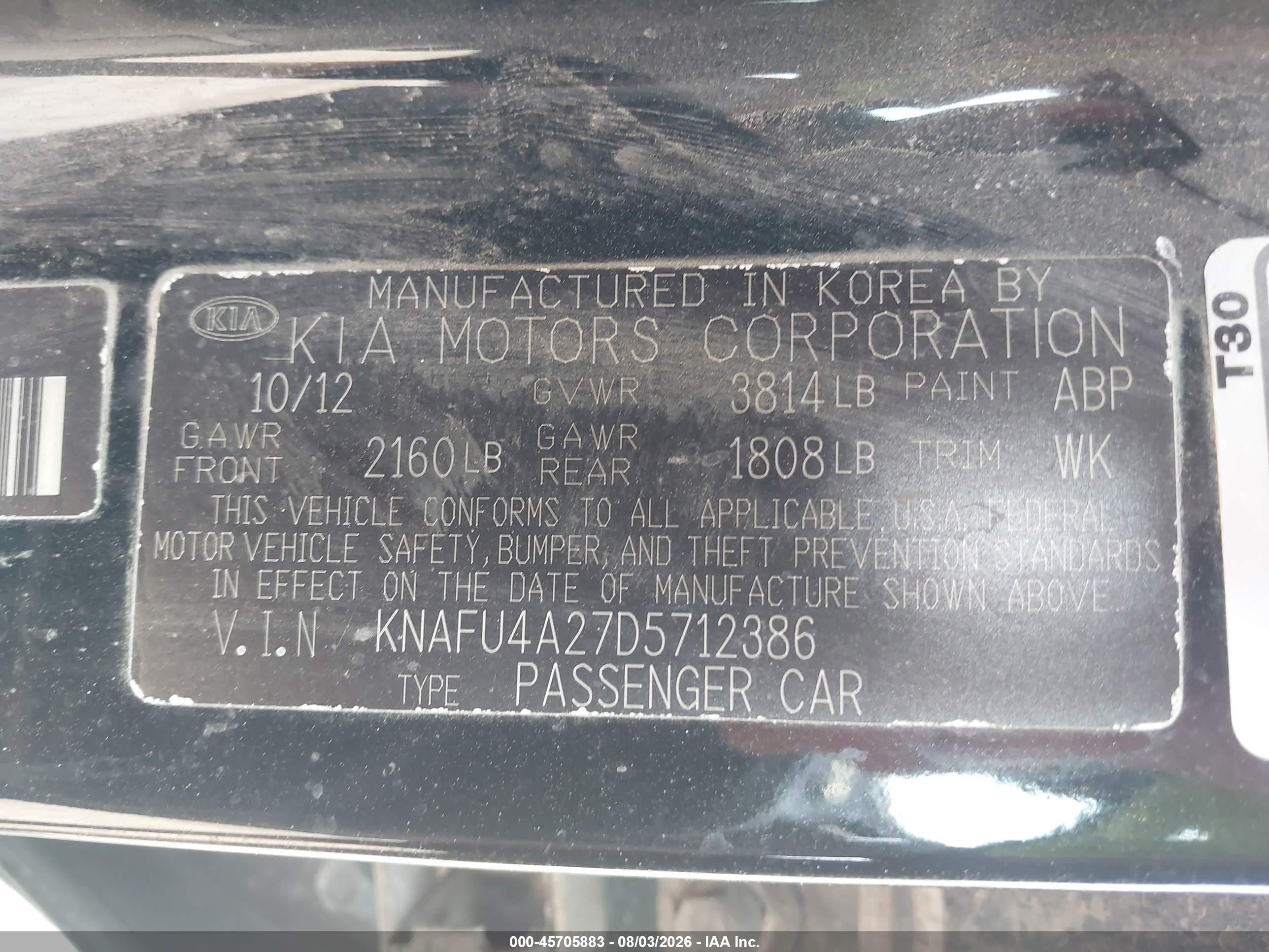 2013 Kia Forte Ex Black vin: KNAFU4A27D5712386