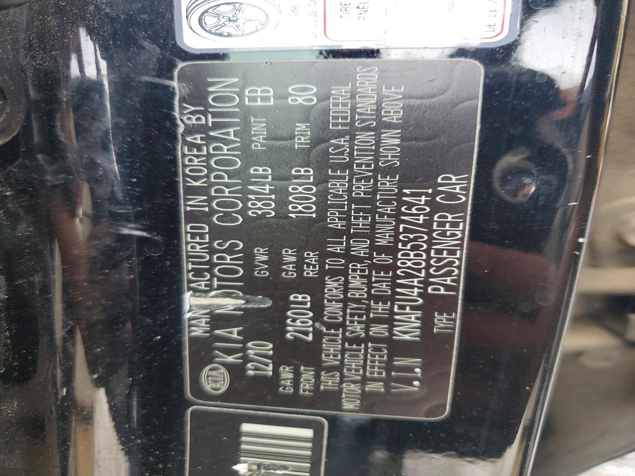 2011 Kia Forte Ex Black vin: KNAFU4A28B5374641