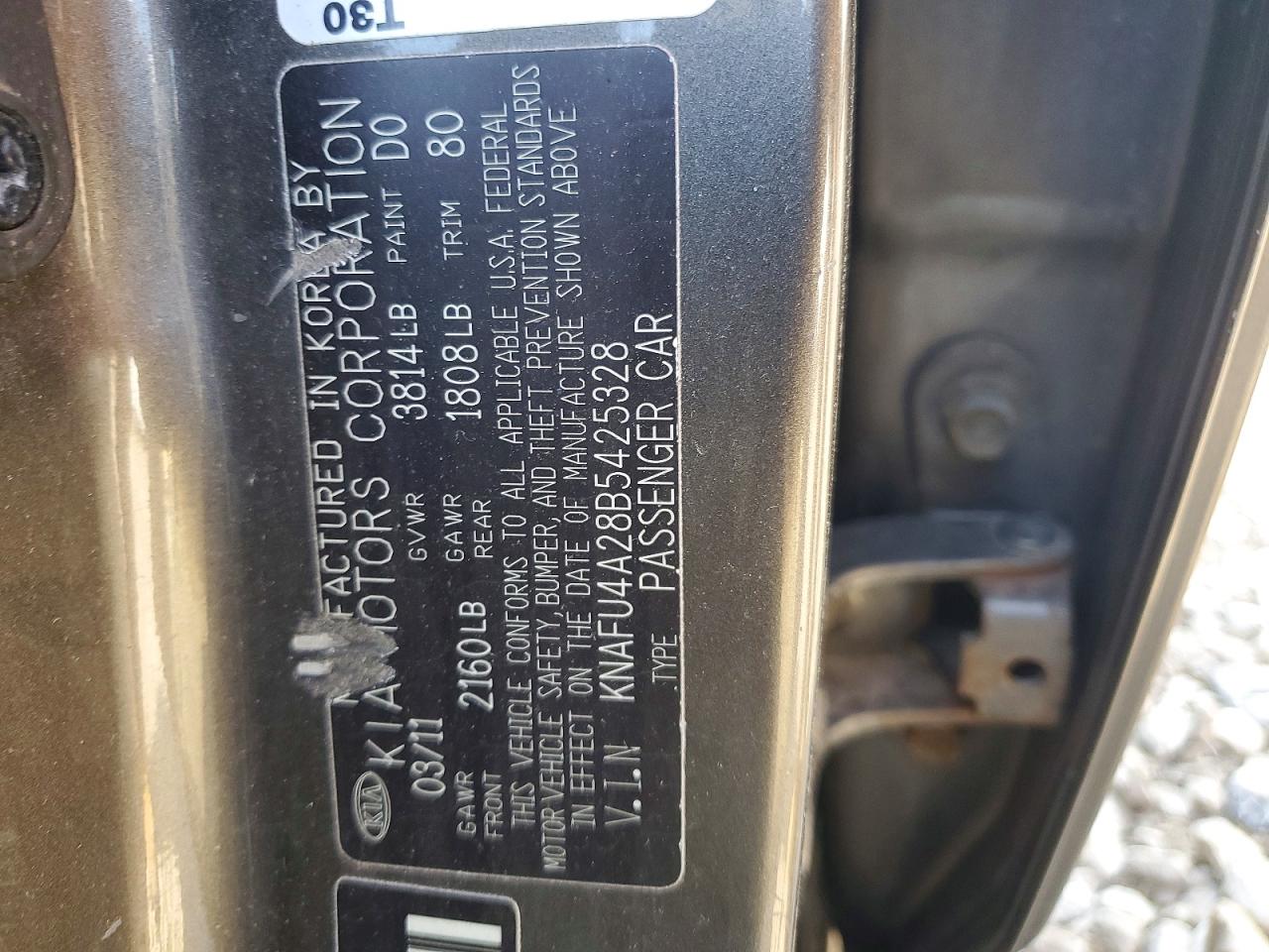 2011 Kia Forte Ex Золотой vin: KNAFU4A28B5425328