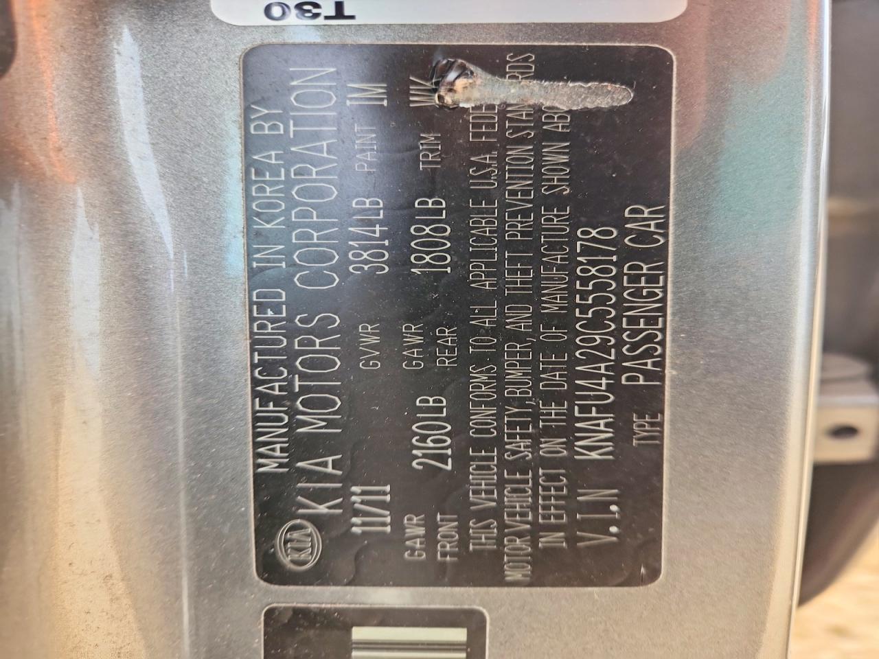 2012 Kia Forte Gray vin: KNAFU4A29C5558178