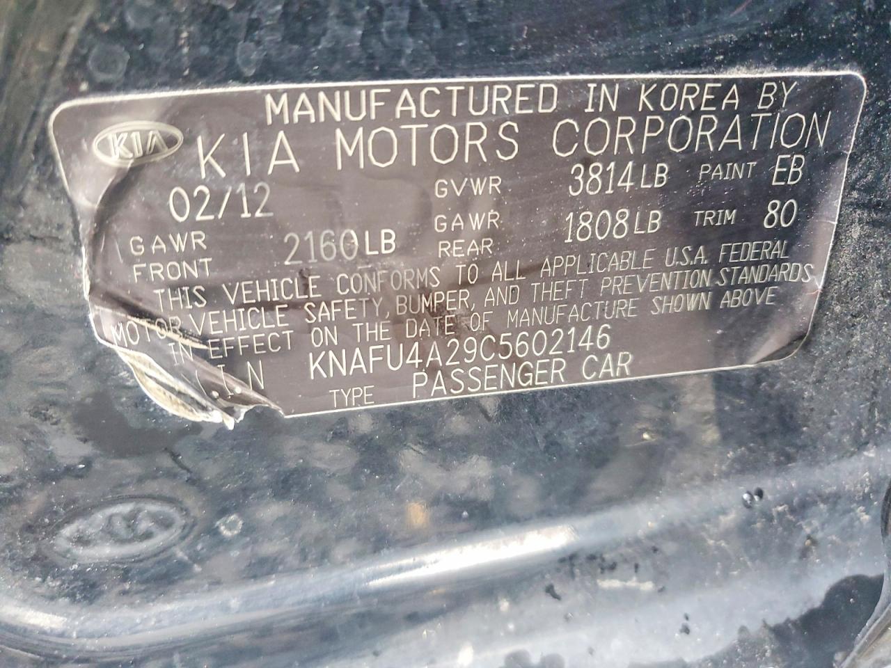 2012 Kia Forte Ex Black vin: KNAFU4A29C5602146