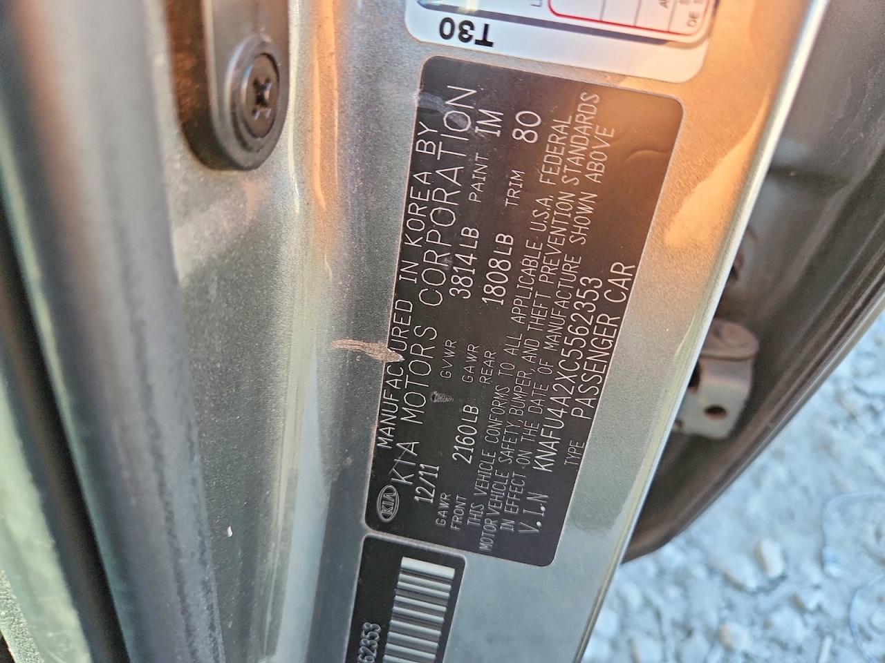 2012 Kia Forte Ex Gray vin: KNAFU4A2XC5562353