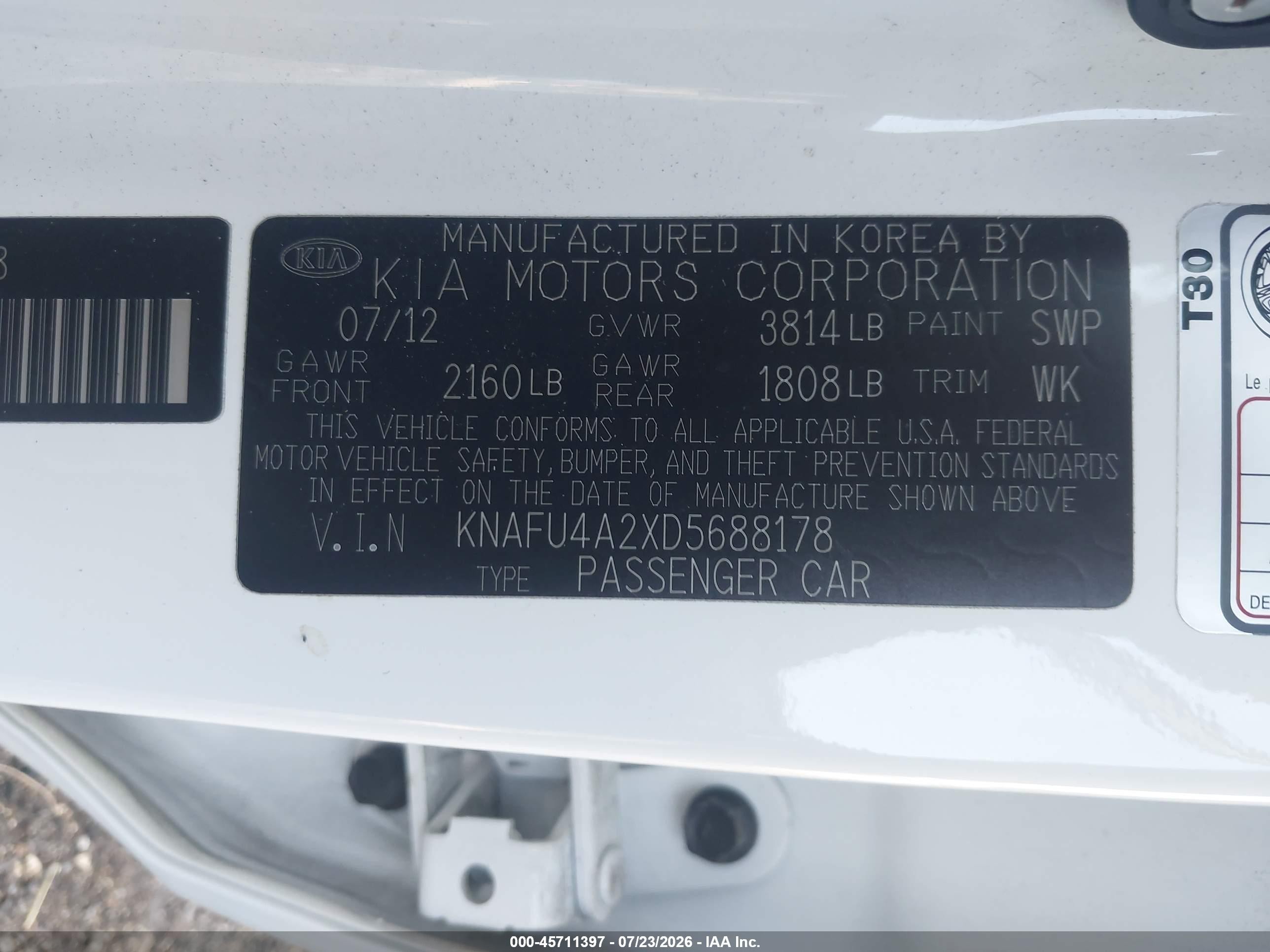 2013 Kia Forte Ex Белый vin: KNAFU4A2XD5688178