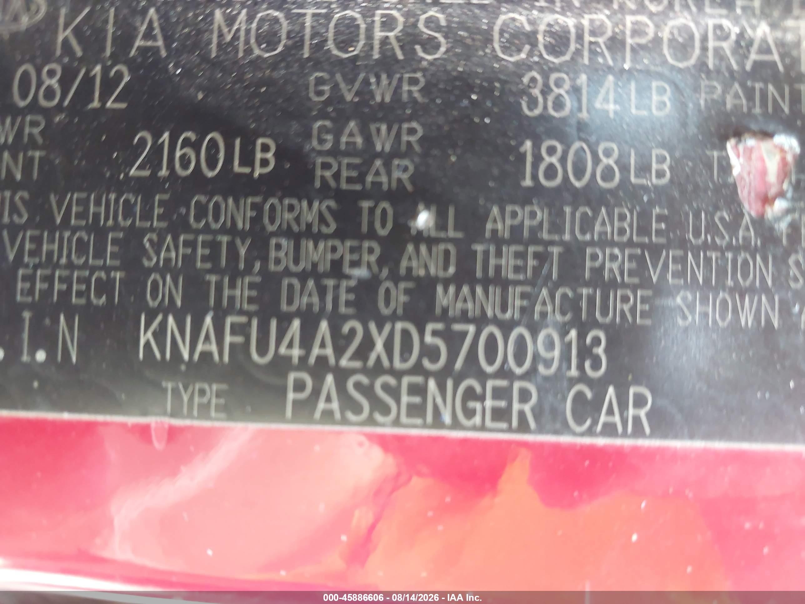 2013 Kia Forte Ex Red vin: KNAFU4A2XD5700913