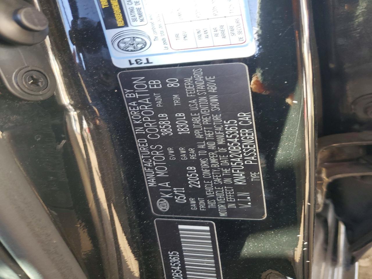 2011 Kia Forte5 Ex Black vin: KNAFU5A20B5453615